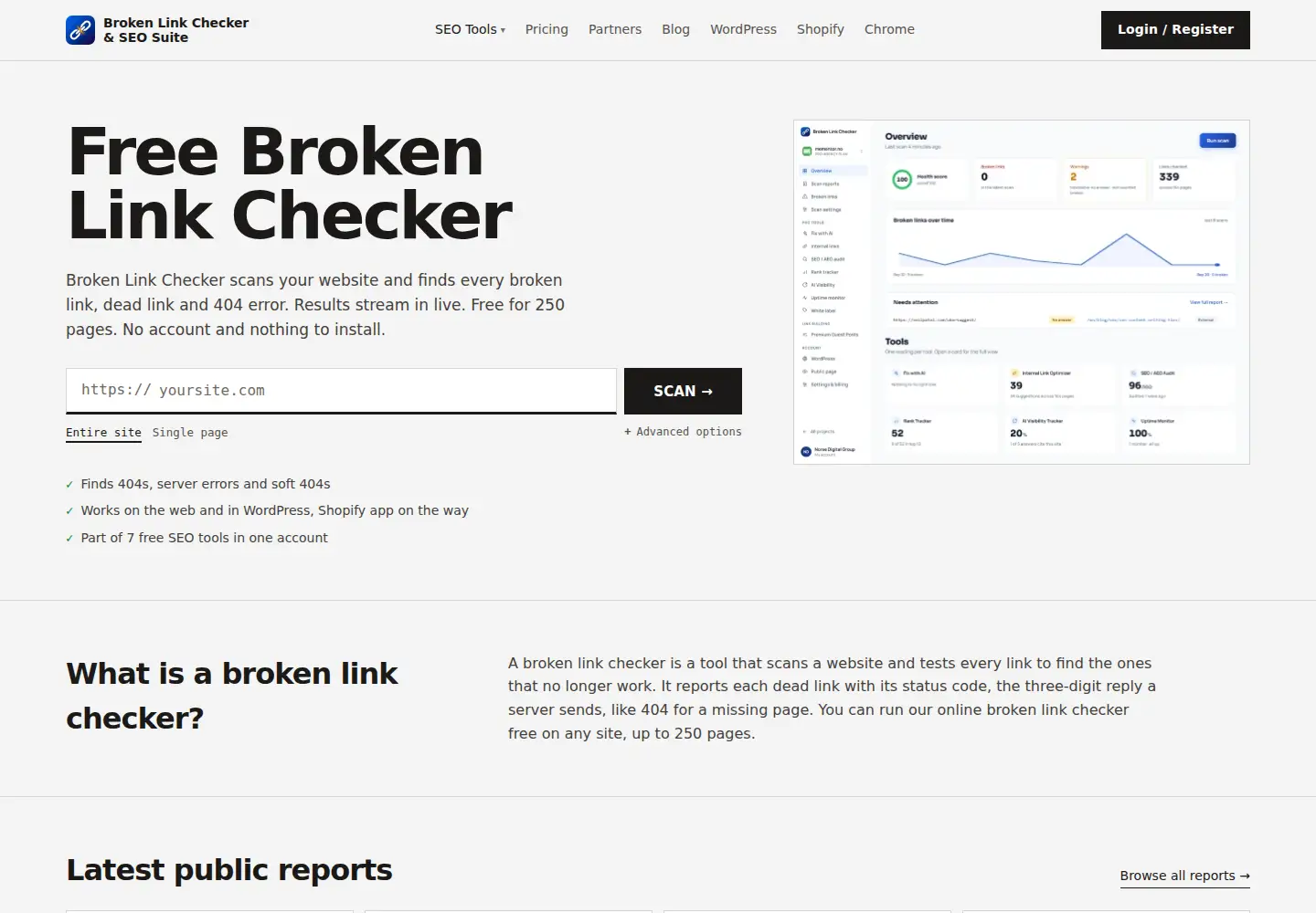 Screenshot of brokenlinkchecker.io
