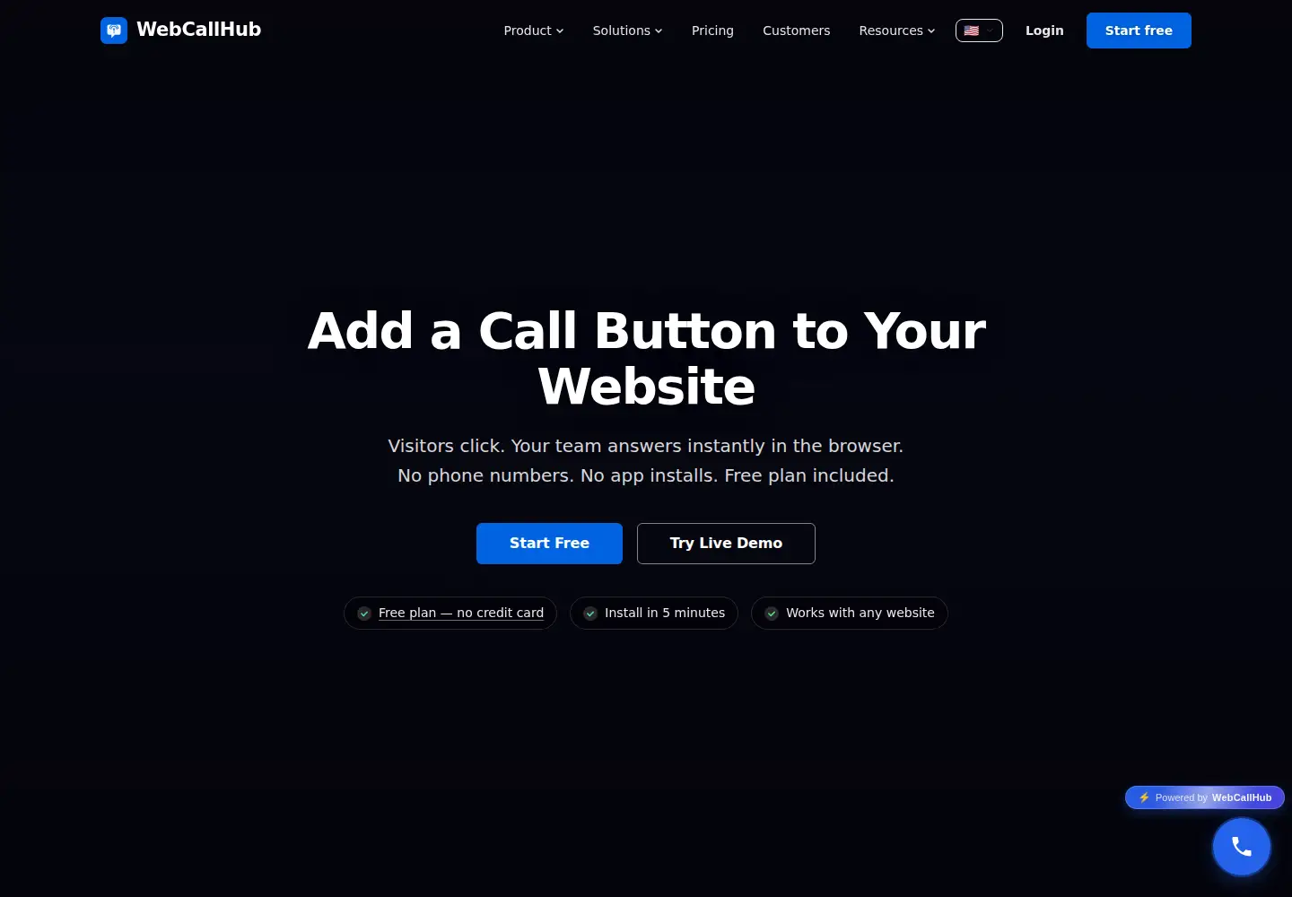 Screenshot of webcallhub.com