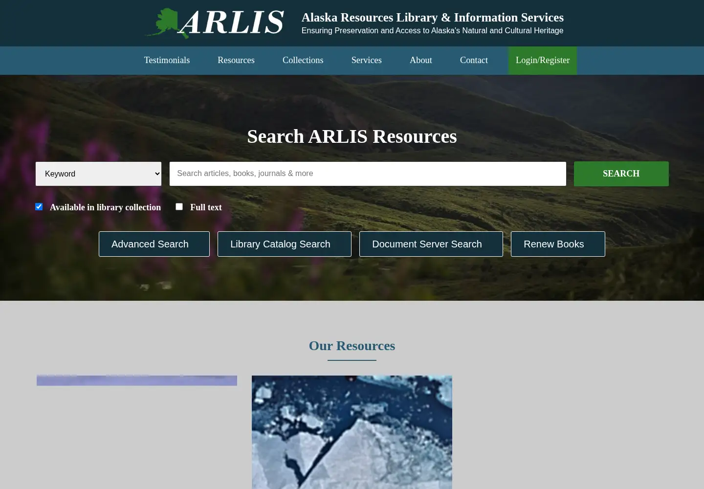 Screenshot of arlis.org