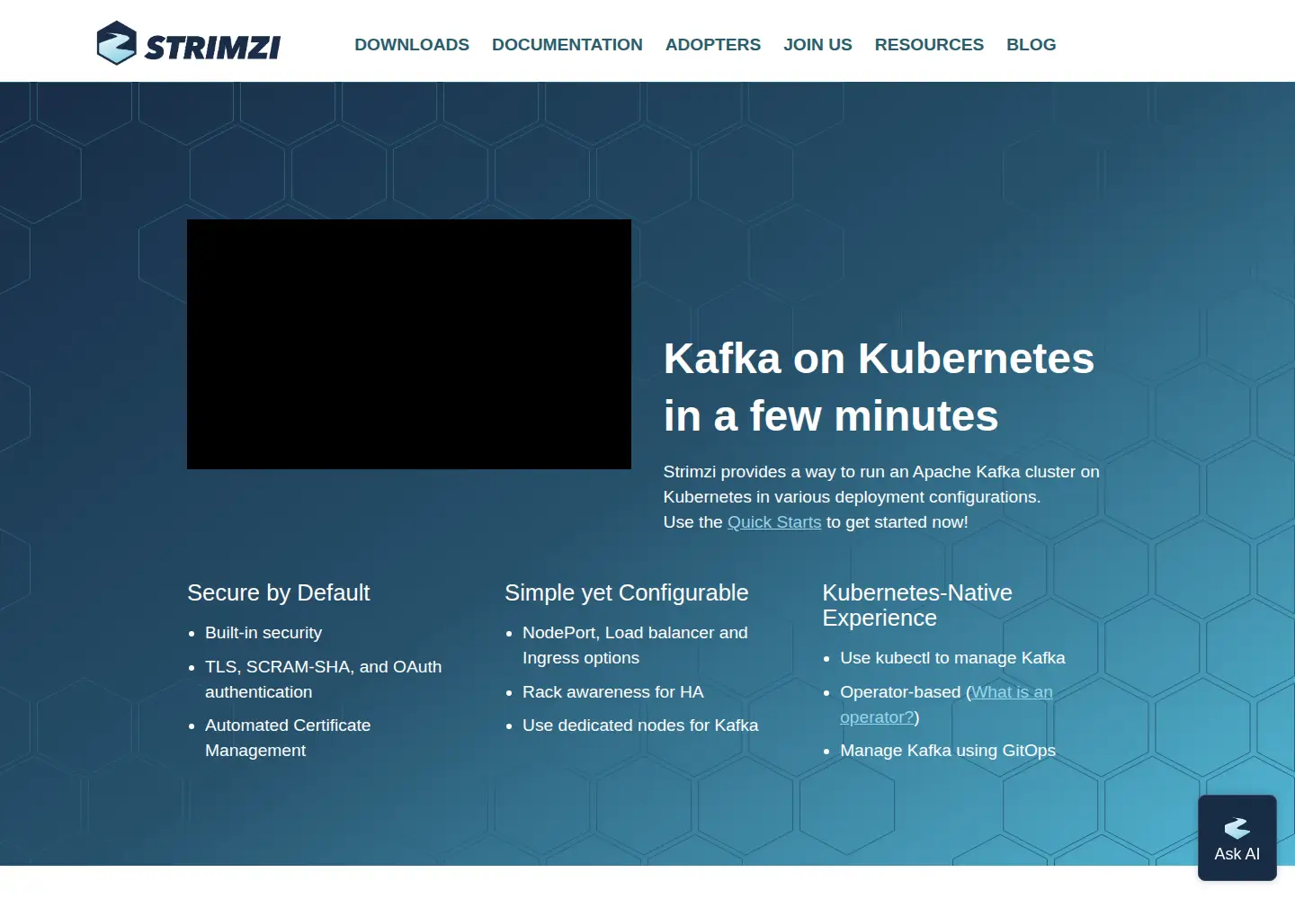 Screenshot of strimzi.io