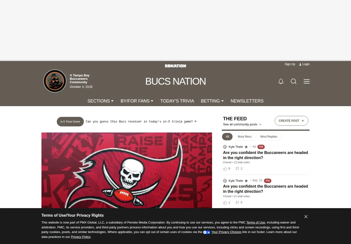 Screenshot of bucsnation.com
