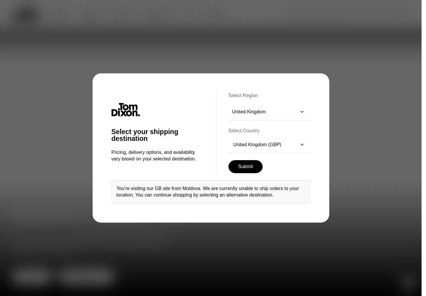 Screenshot of tomdixon.net