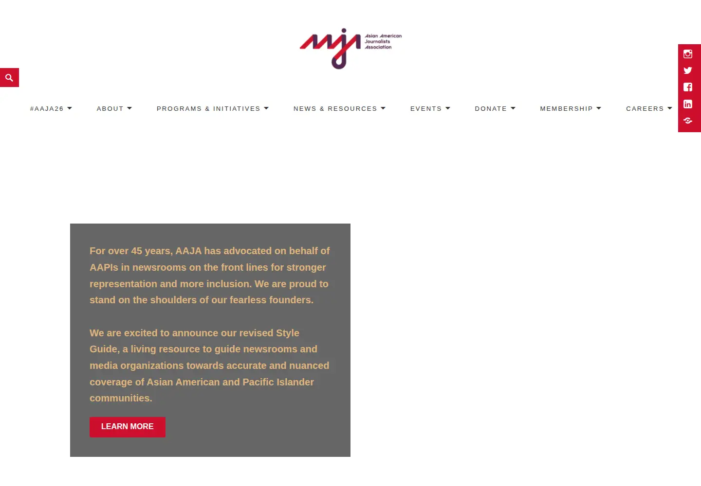 Screenshot of aaja.org