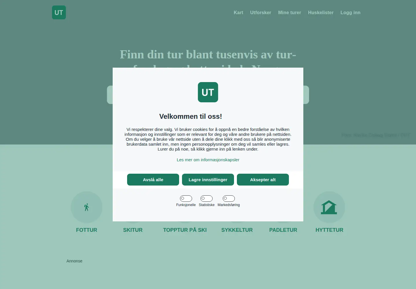 Screenshot of ut.no