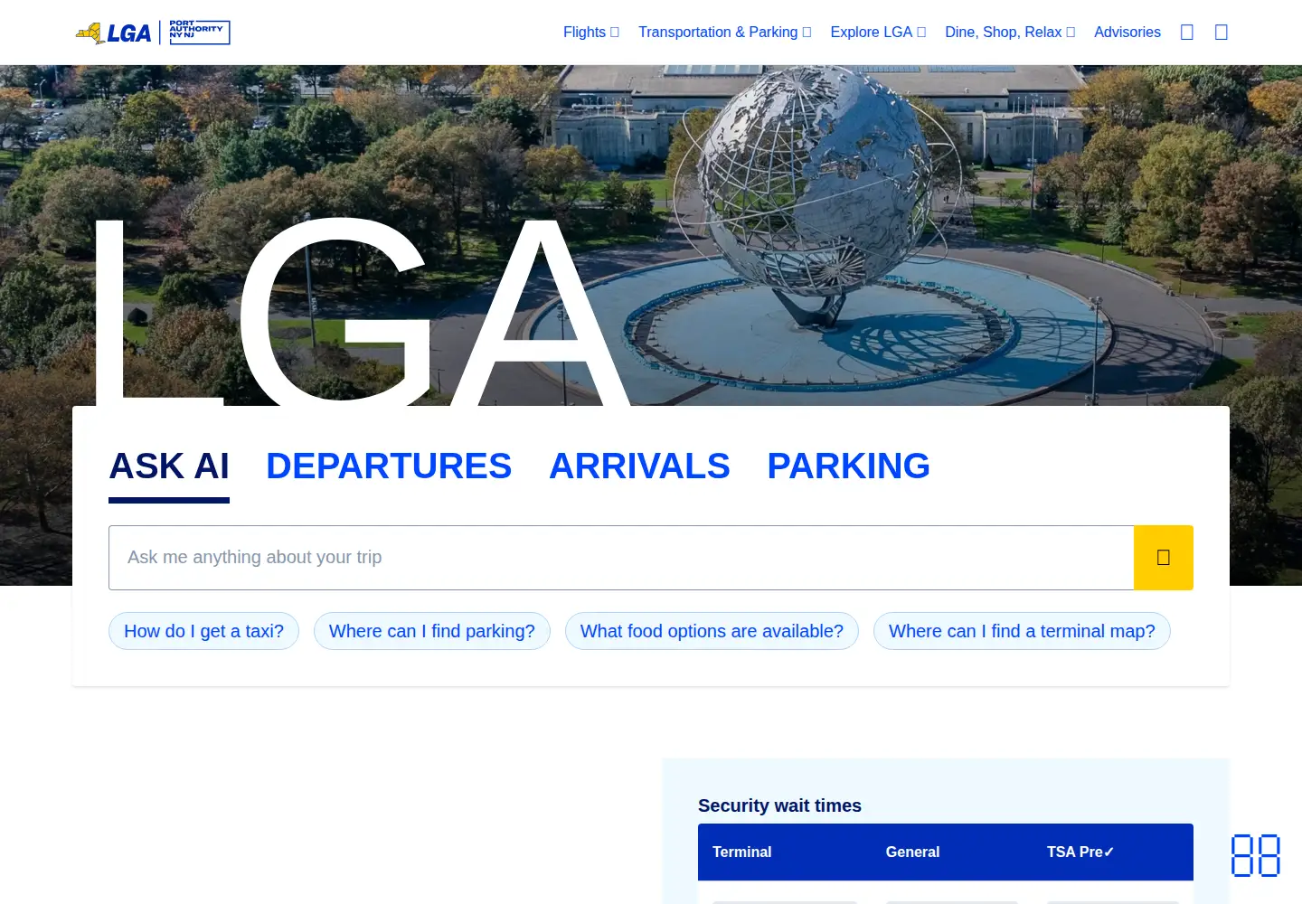 Screenshot of laguardiaairport.com