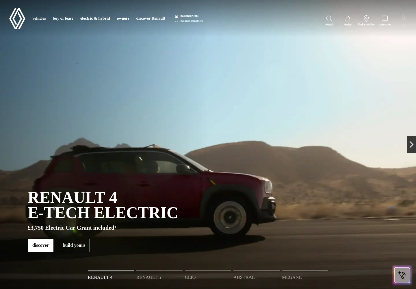 Screenshot of renault.co.uk