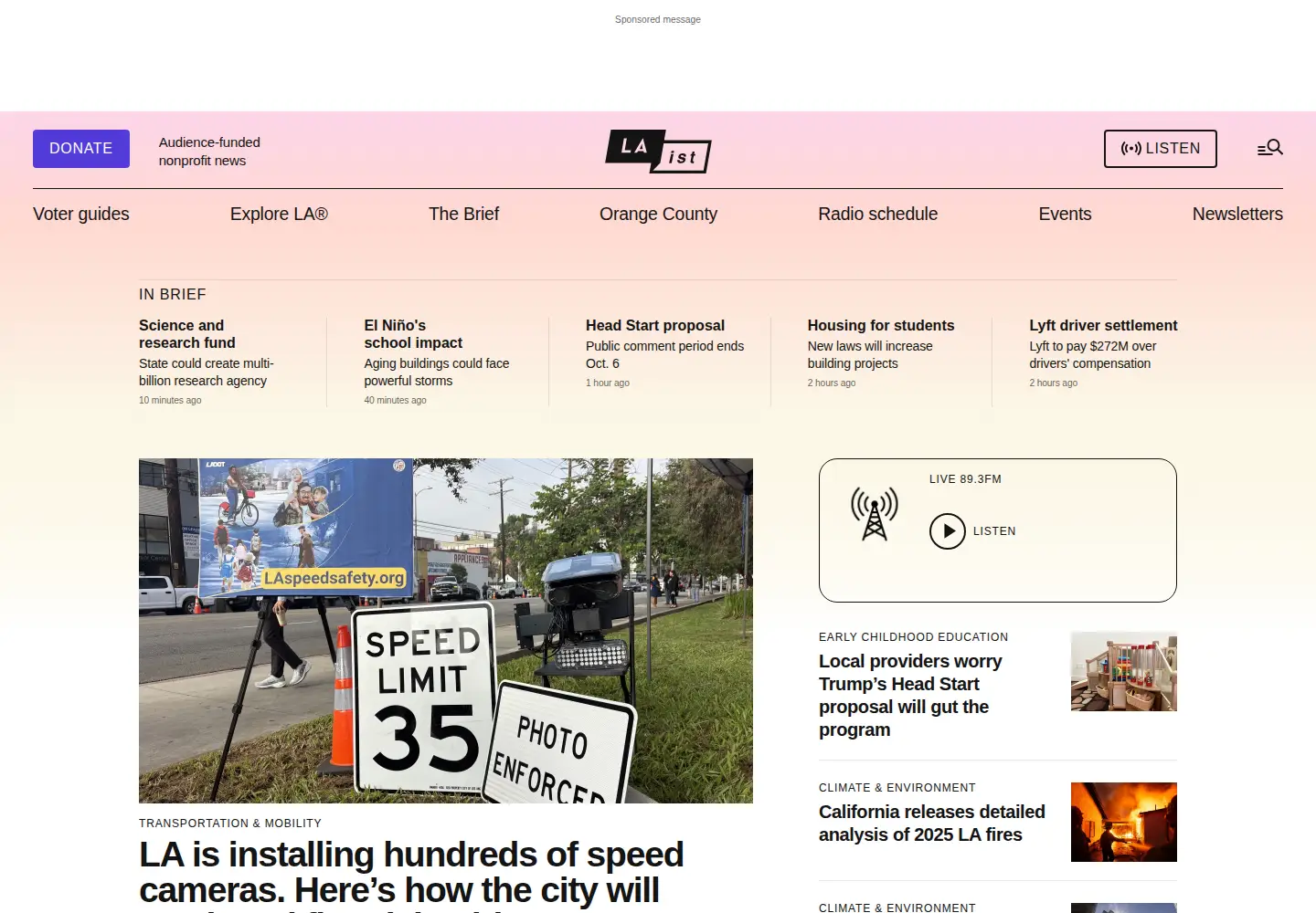 Captured homepage of kpcc.org in the current scan