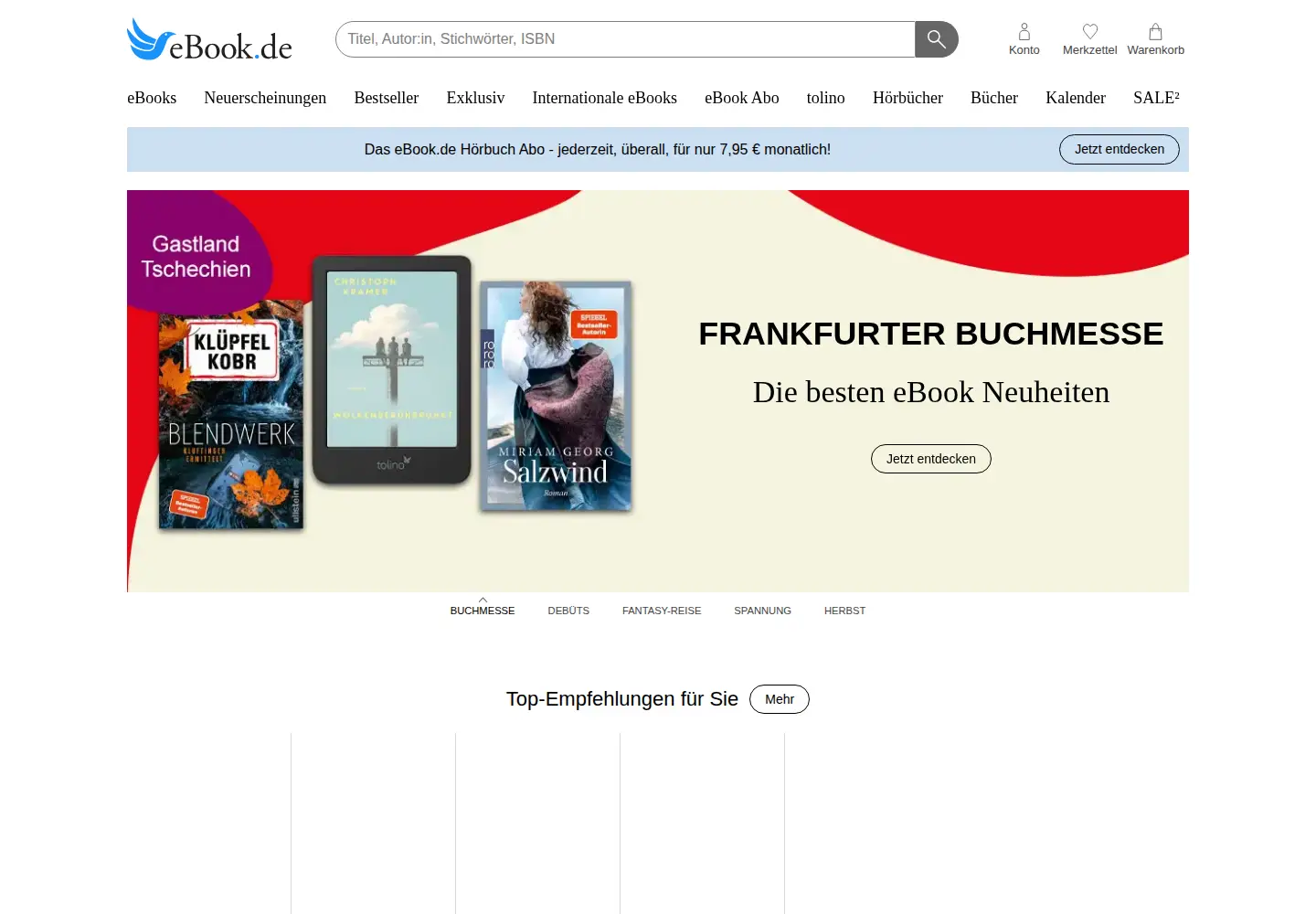 Screenshot of ebook.de