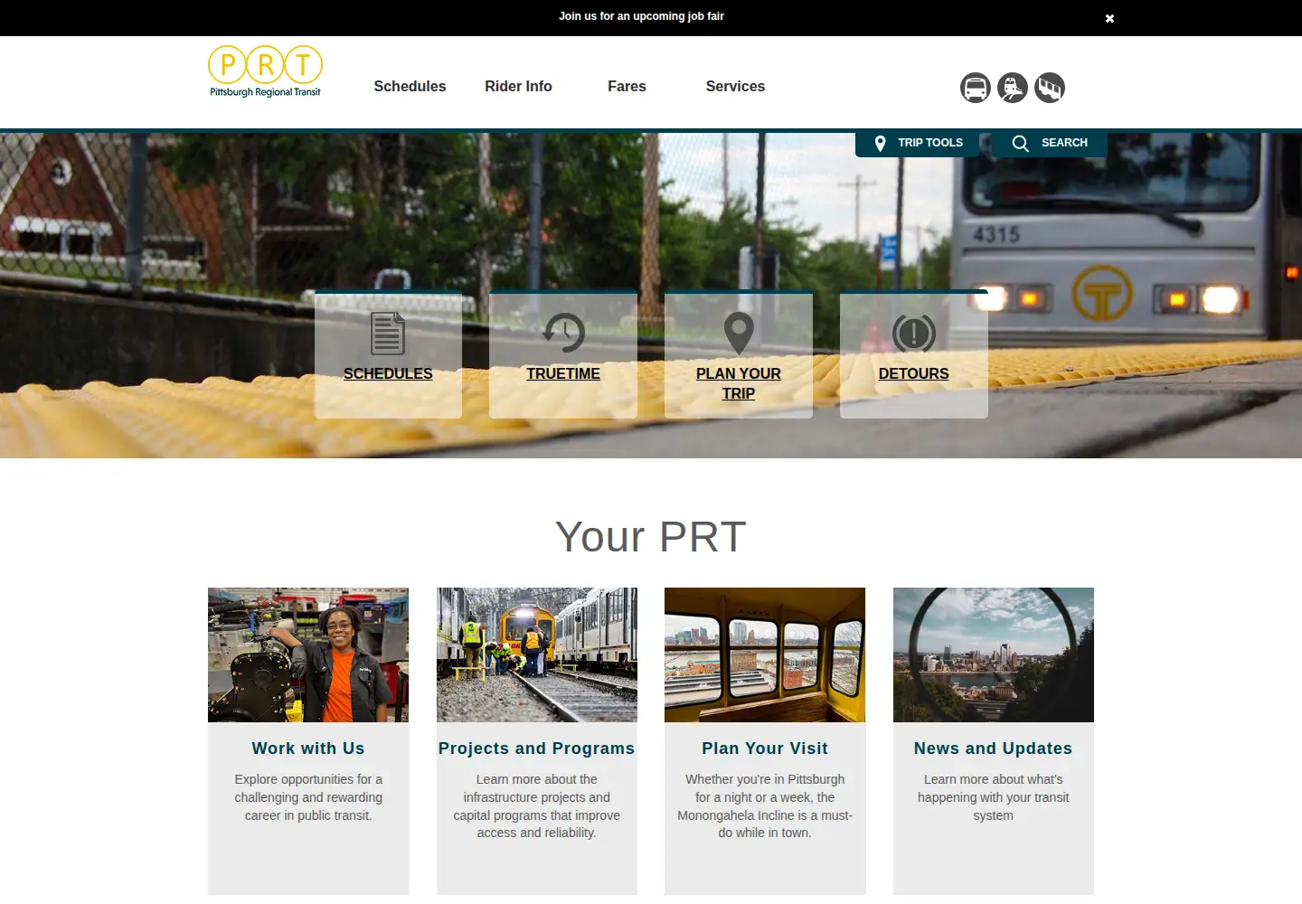 Captured homepage of portauthority.org in the current scan