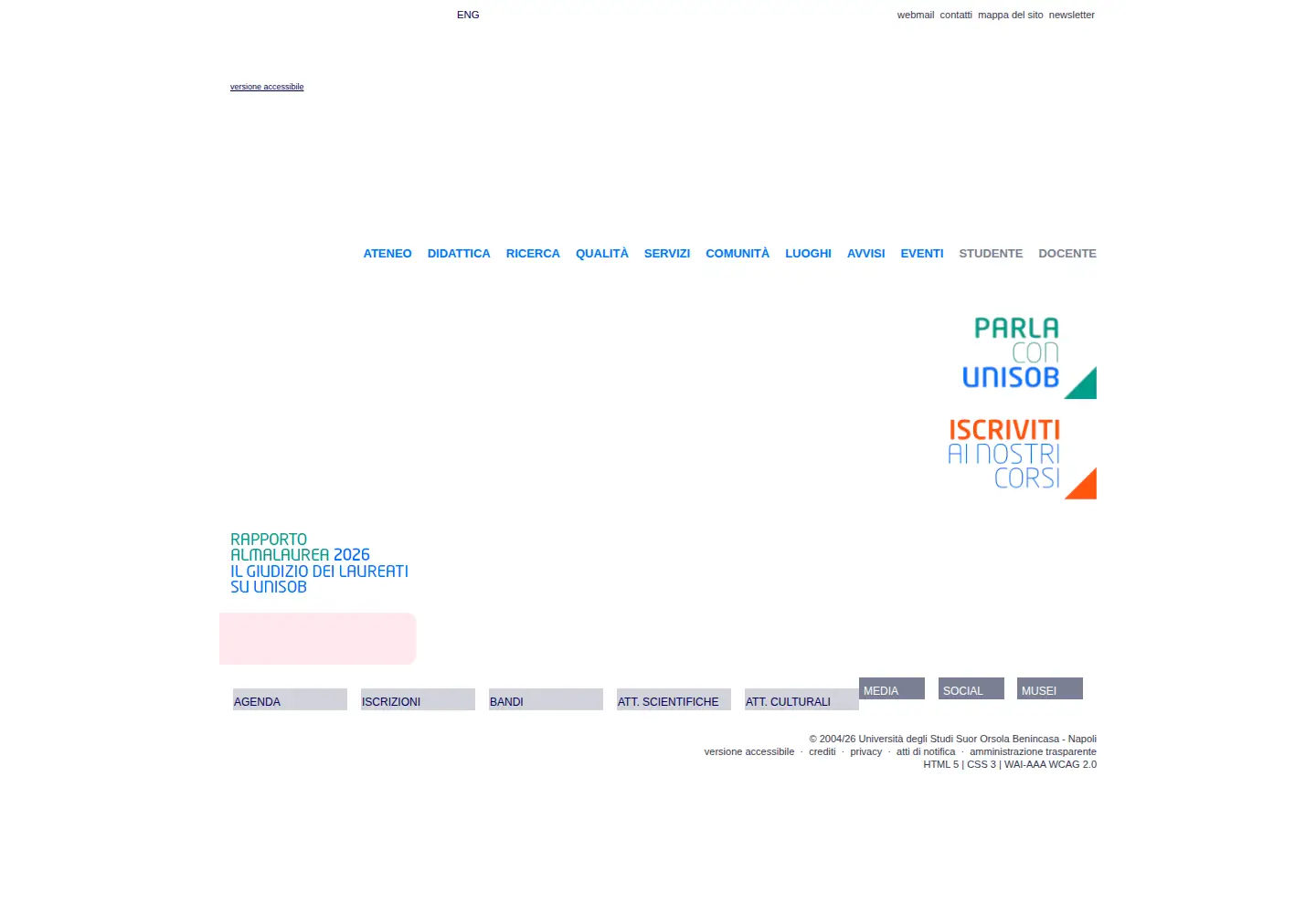 Screenshot of unisob.na.it