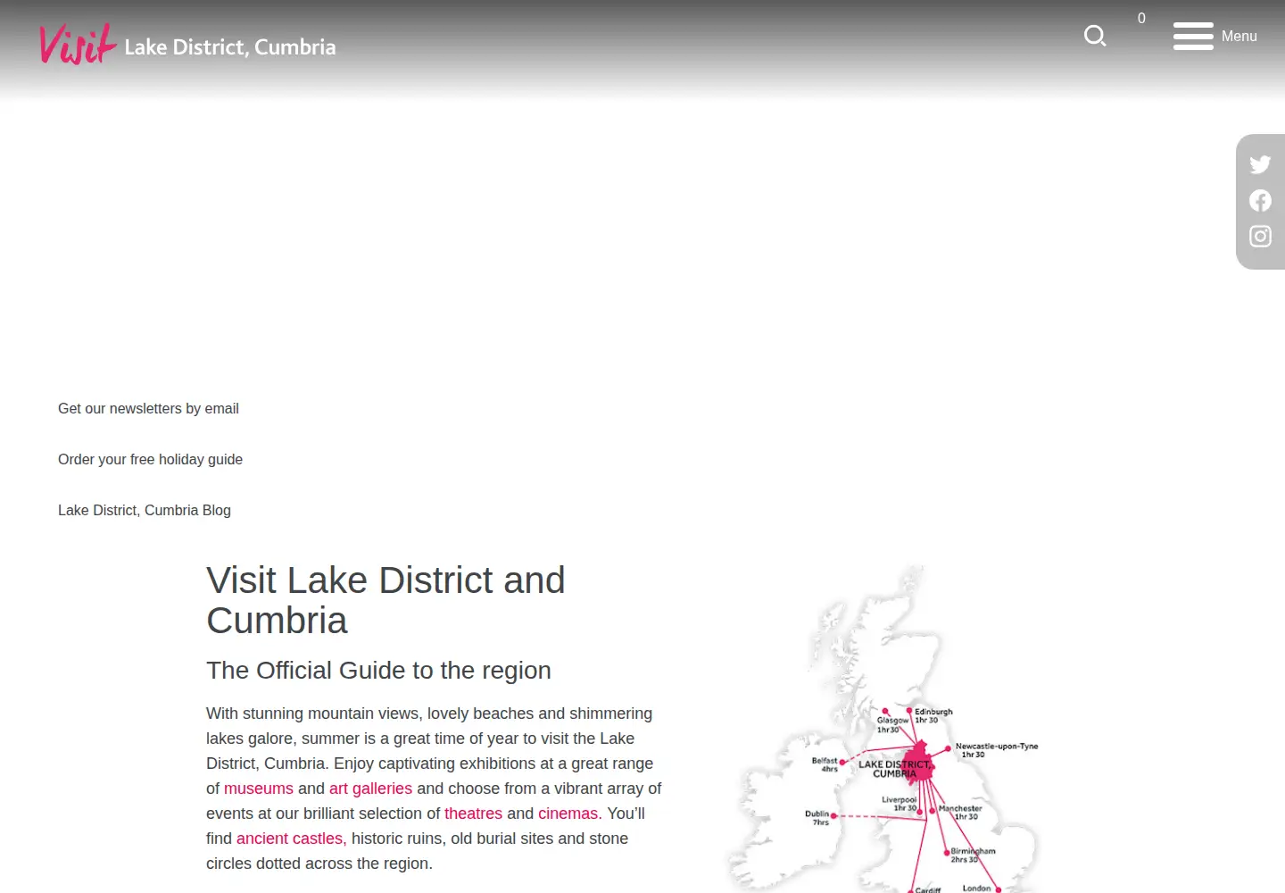 Screenshot of visitlakedistrict.com