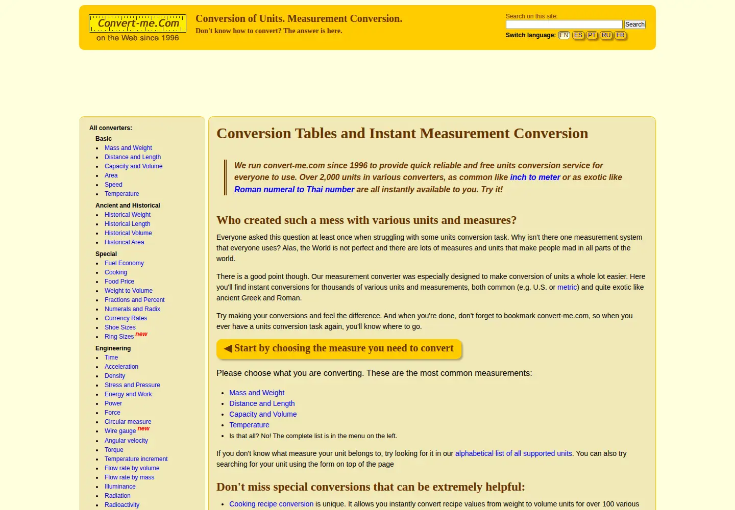 Screenshot of convert-me.com