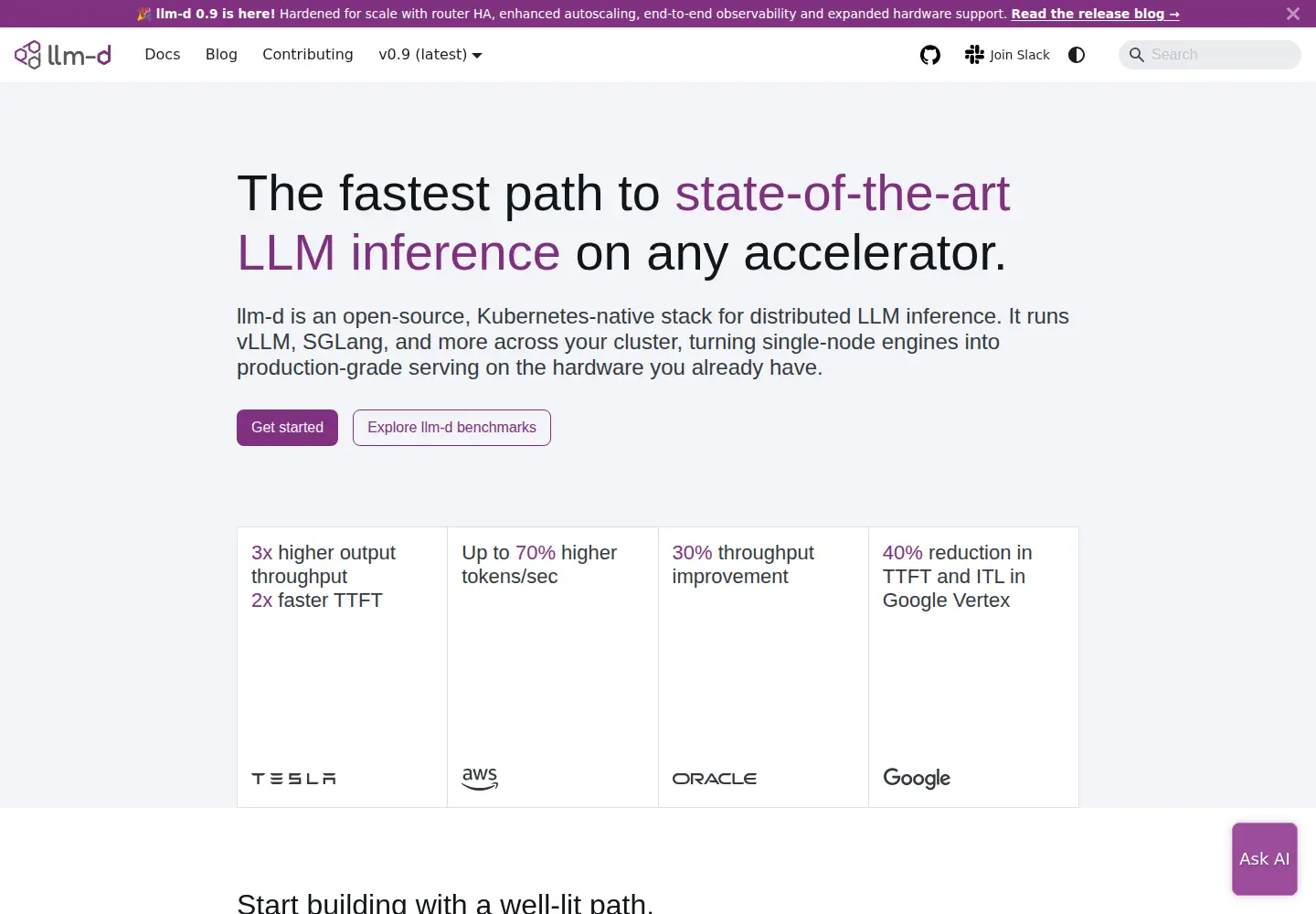 Screenshot of llm-d.ai
