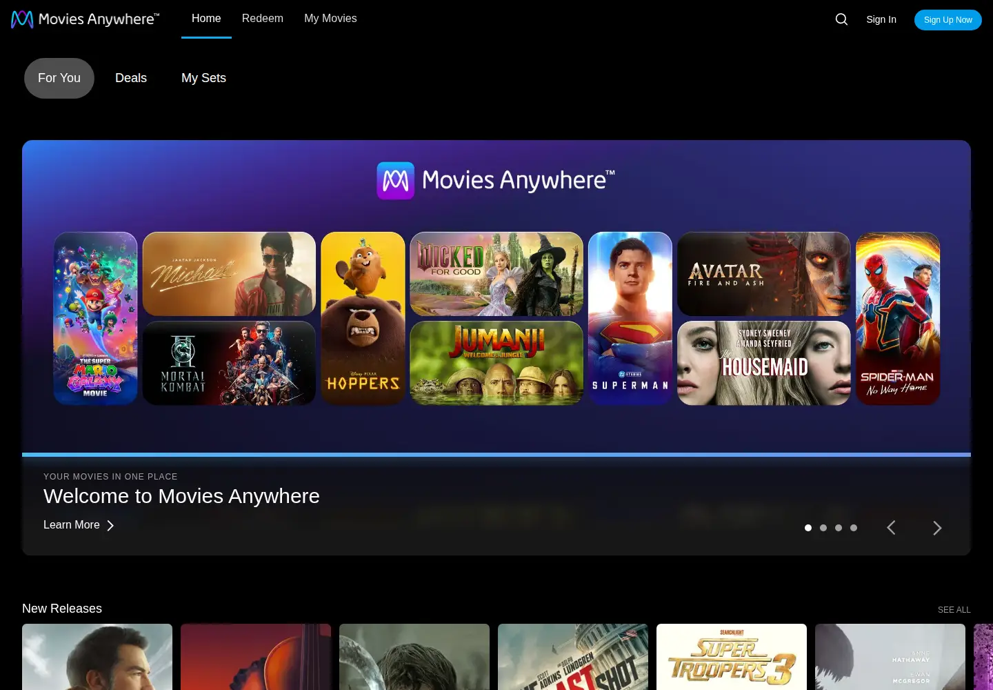 Screenshot of moviesanywhere.com