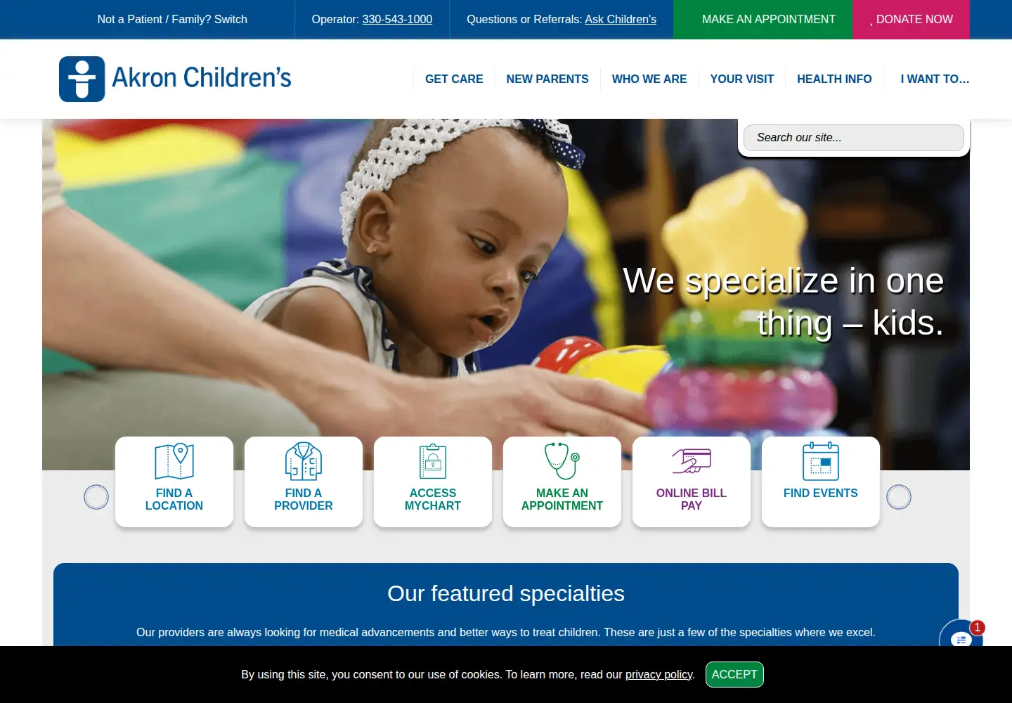 Screenshot of akronchildrens.org