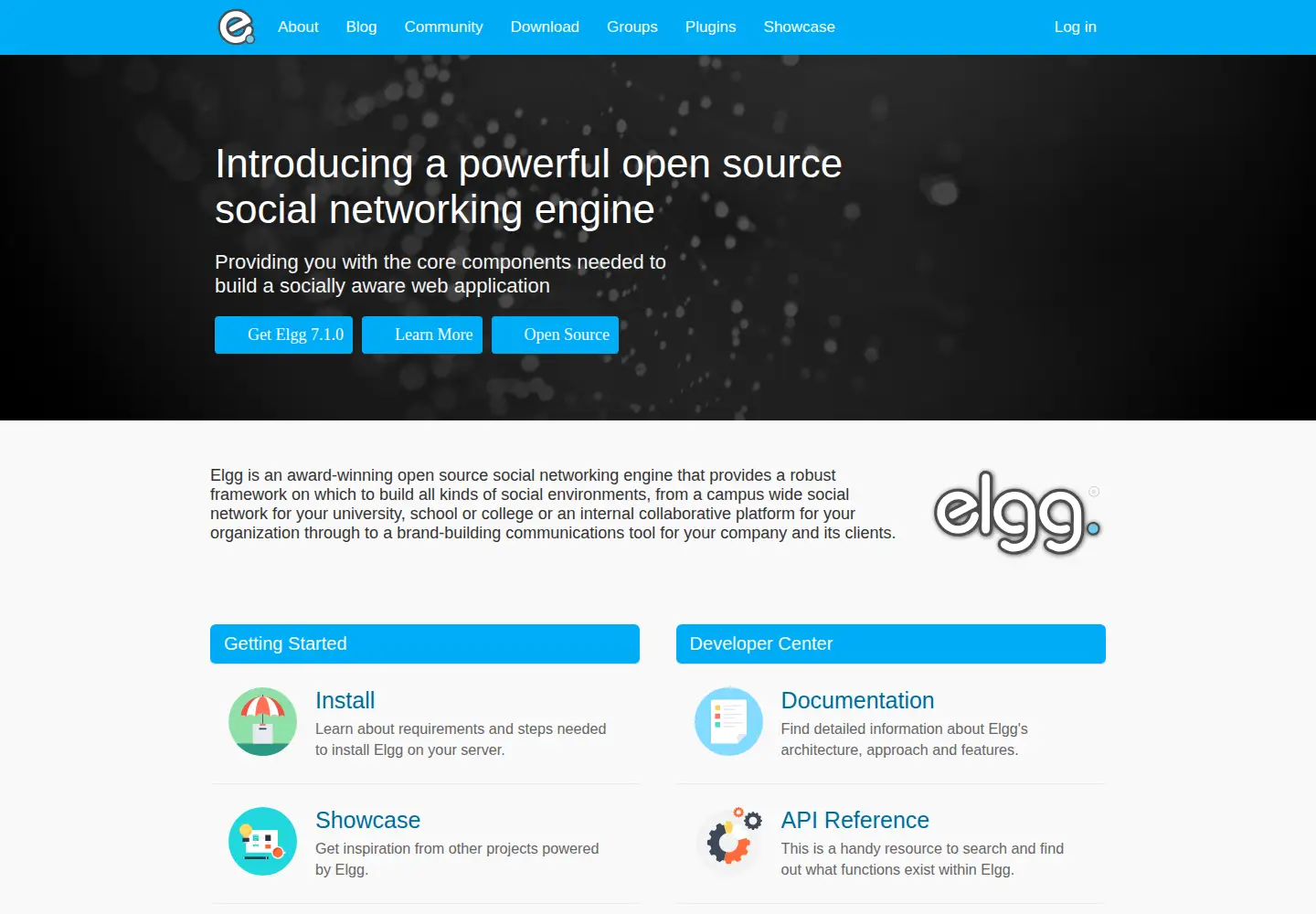 Screenshot of elgg.org