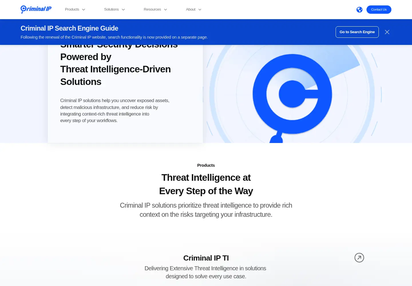 Captured homepage of criminalip.io in the current scan