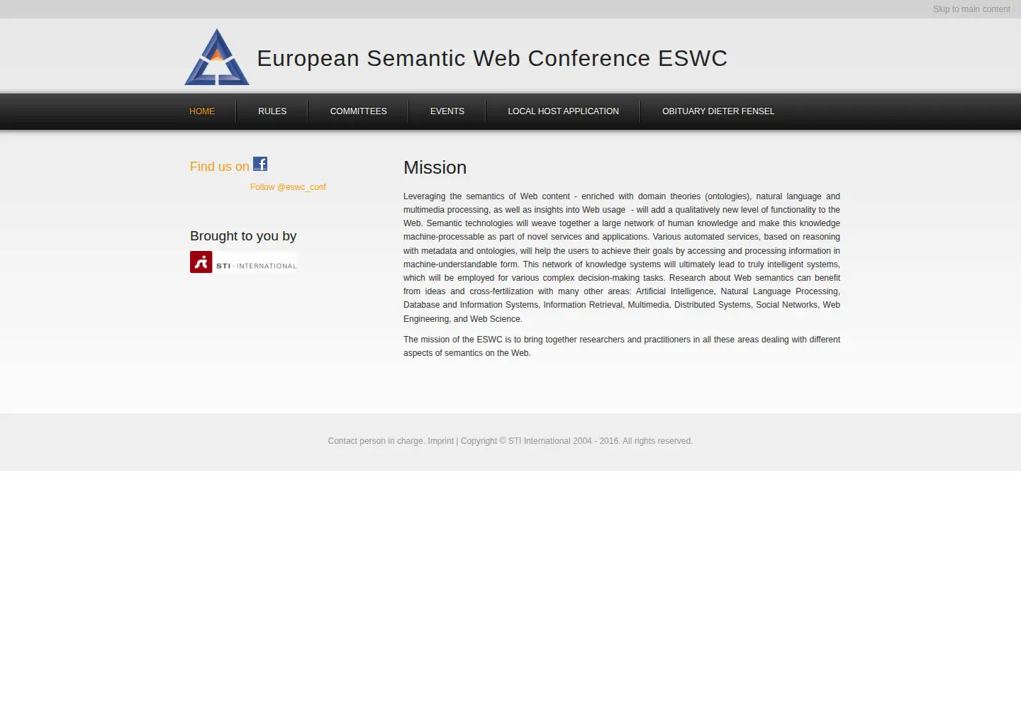Screenshot of eswc-conferences.org