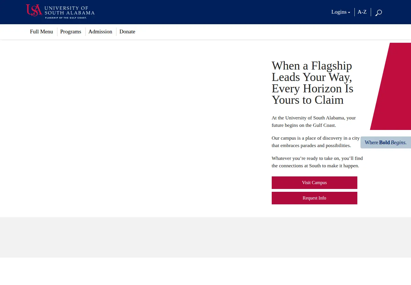 Screenshot of southalabama.edu
