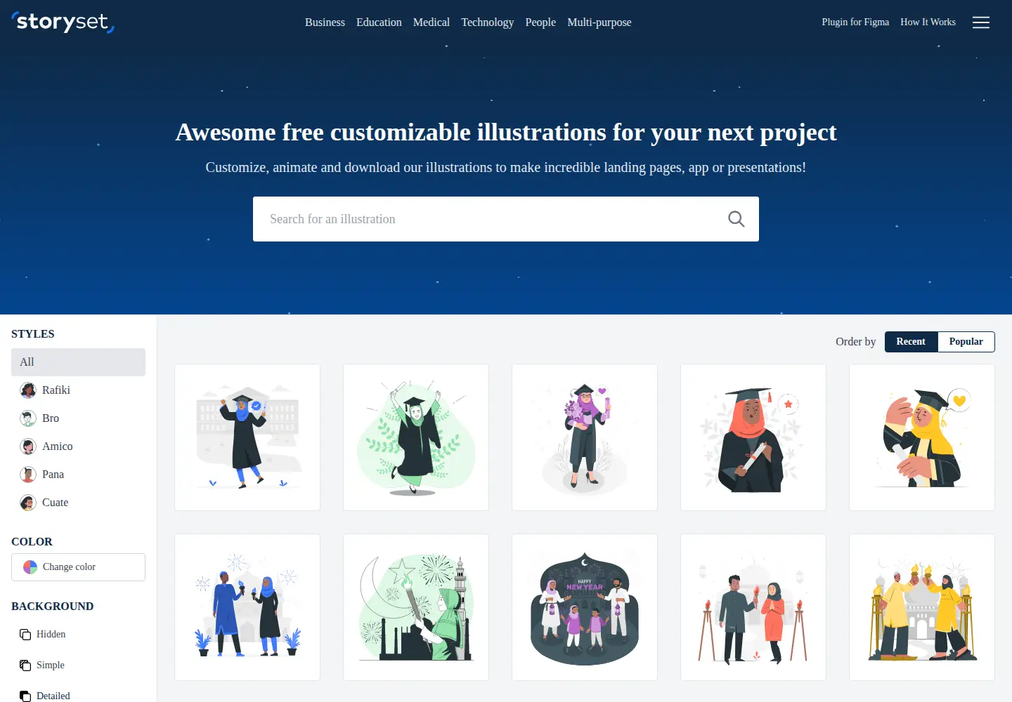 Screenshot of storyset.com