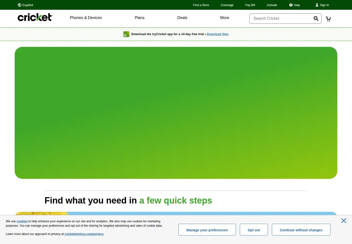 Screenshot of cricketwireless.com