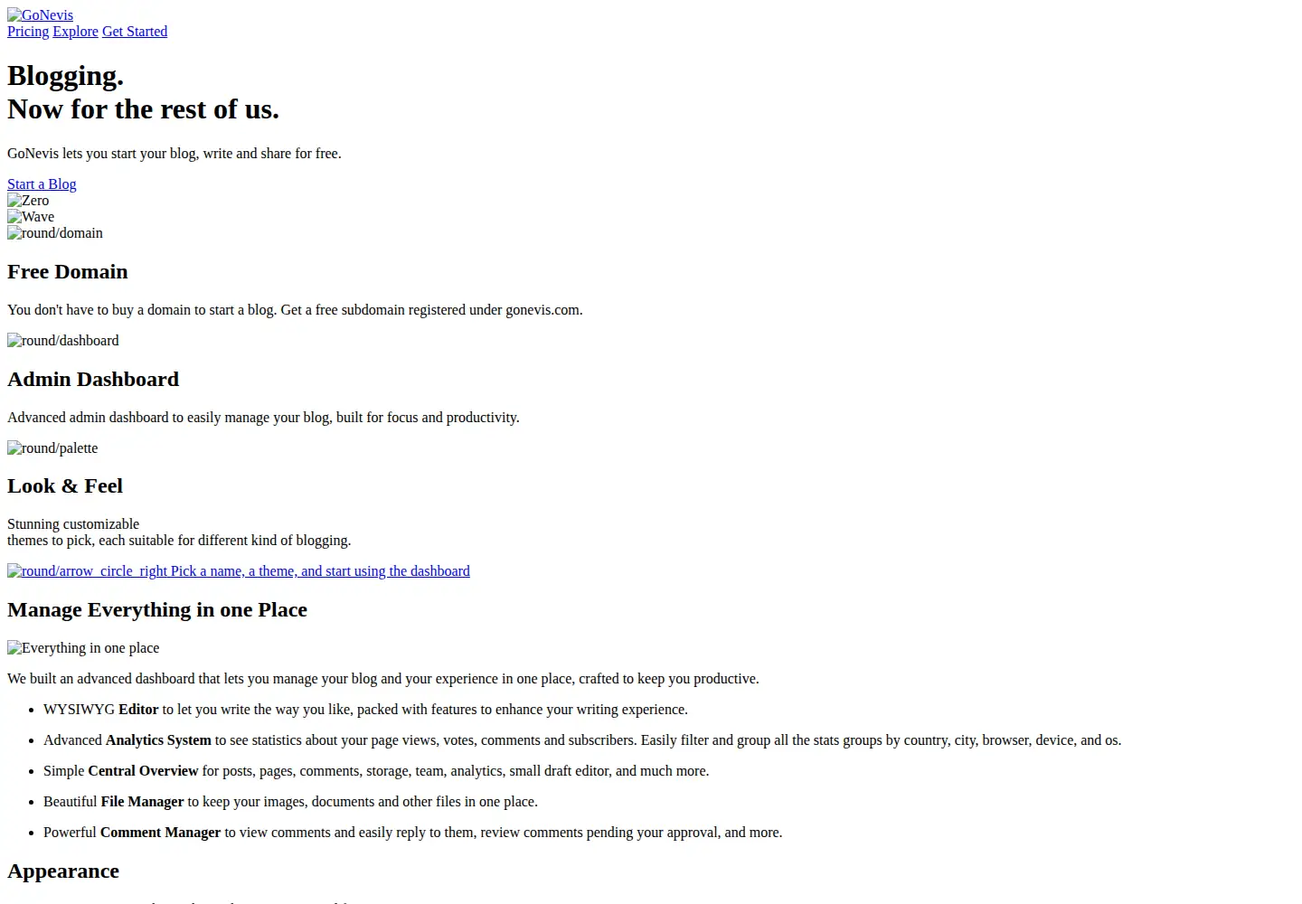 Screenshot of gonevis.com