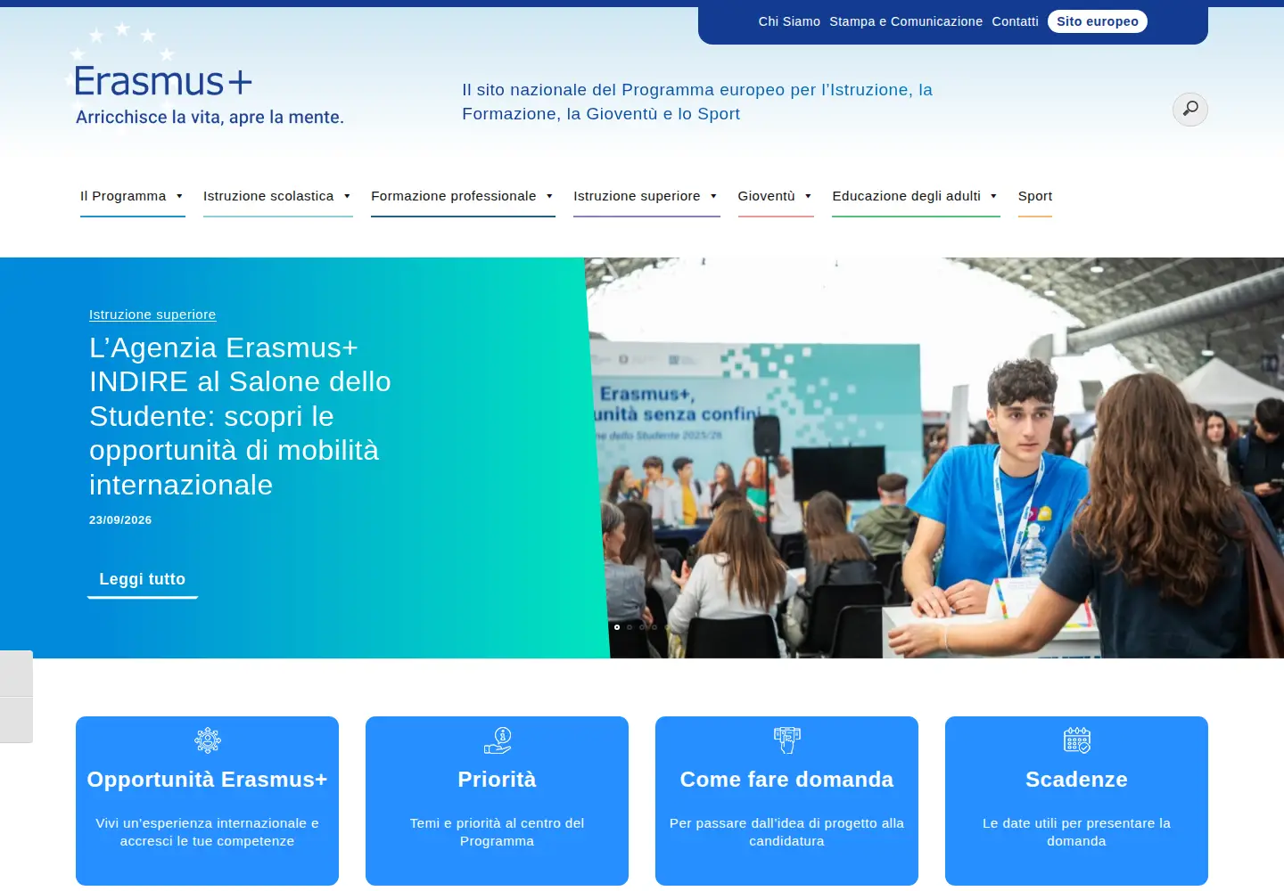 Screenshot of erasmusplus.it