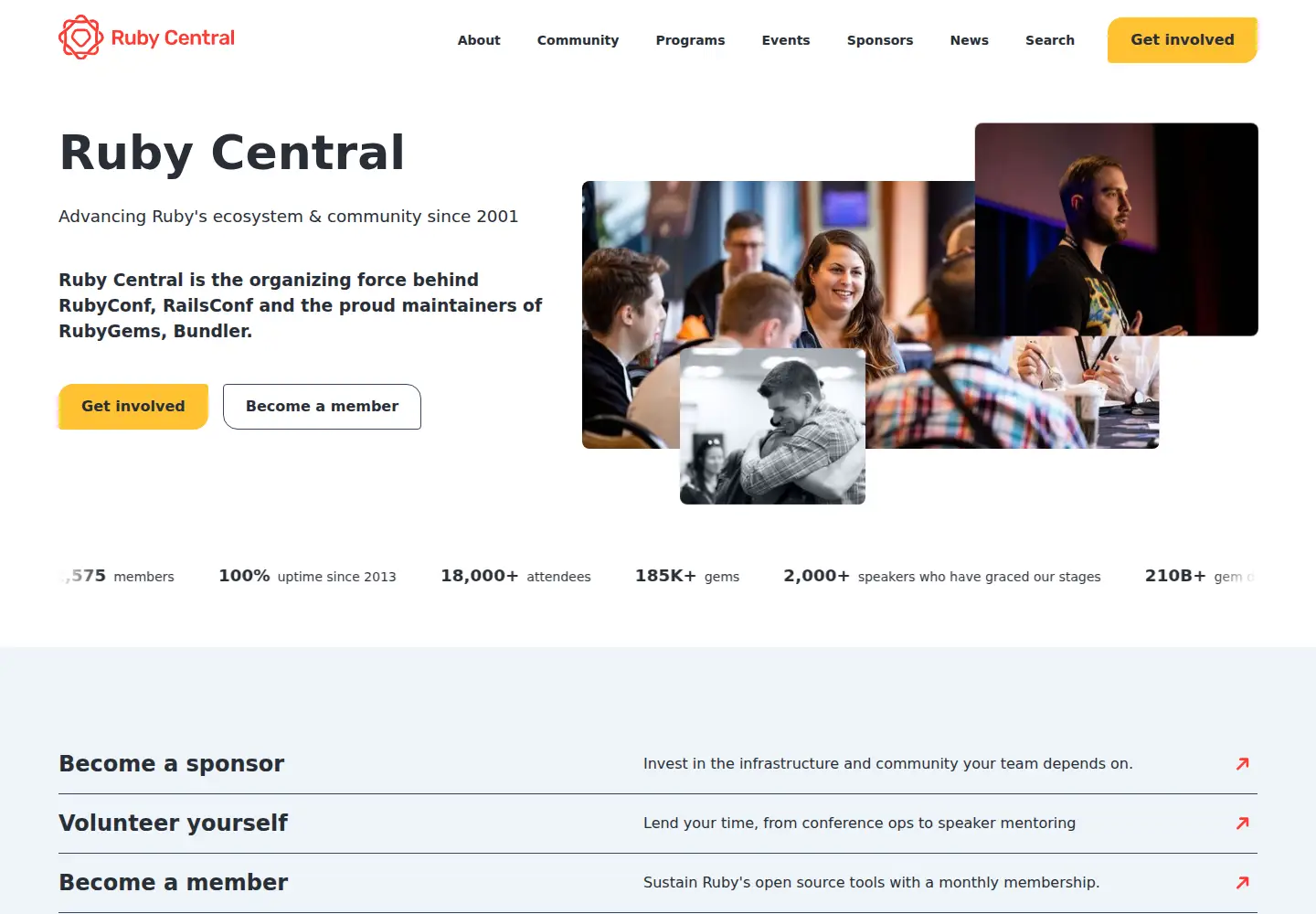 Screenshot of rubycentral.org