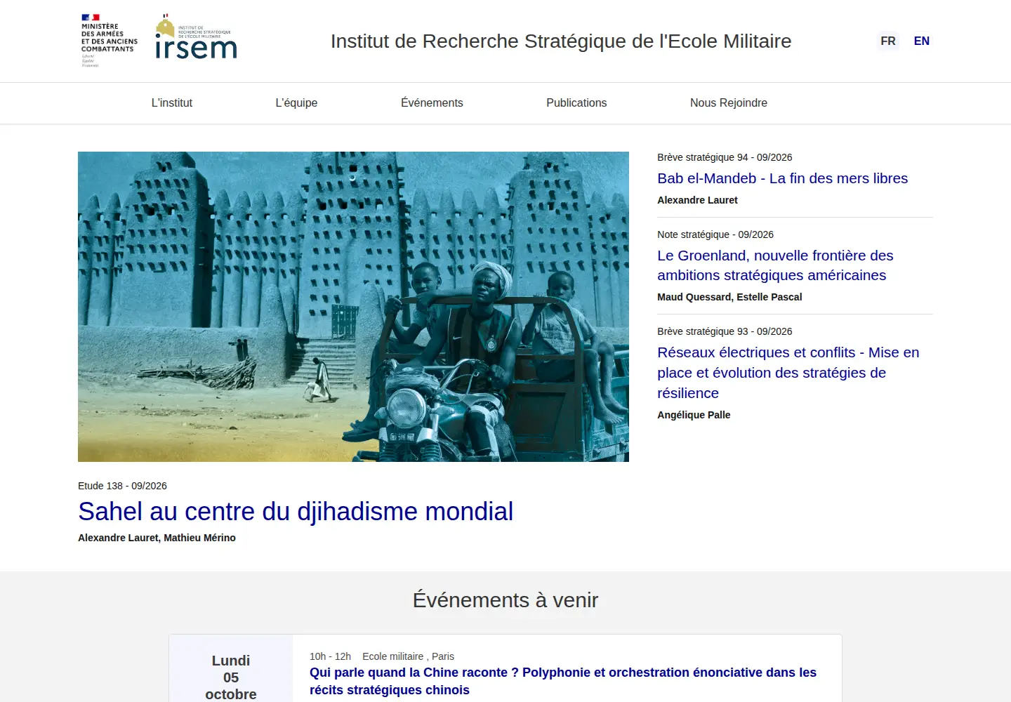 Screenshot of irsem.fr
