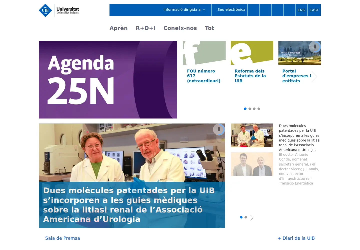 Captured homepage of uib.cat in the current scan