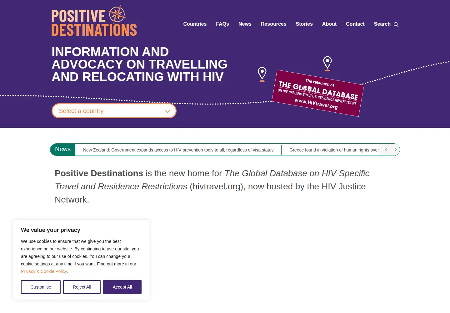 Screenshot of hivtravel.org