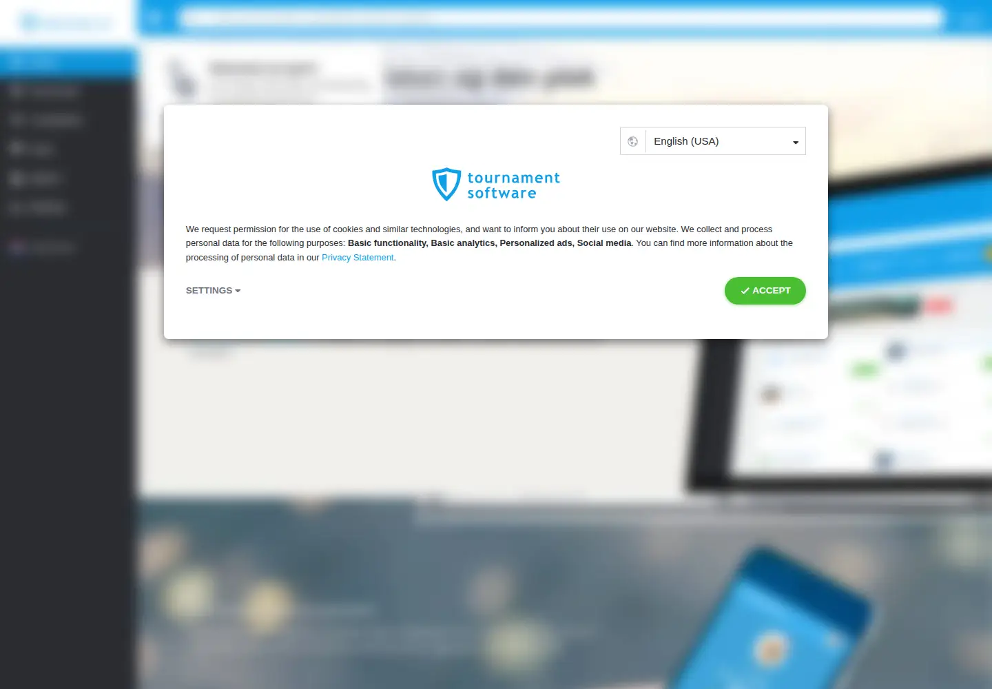 Screenshot of tournamentsoftware.com