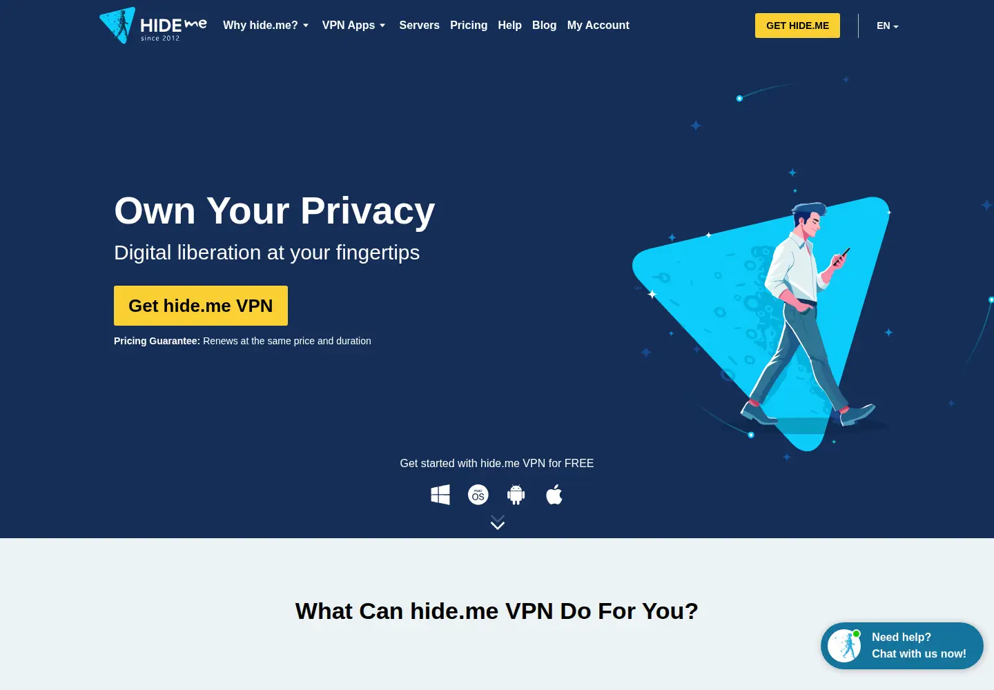 Screenshot of hide.me