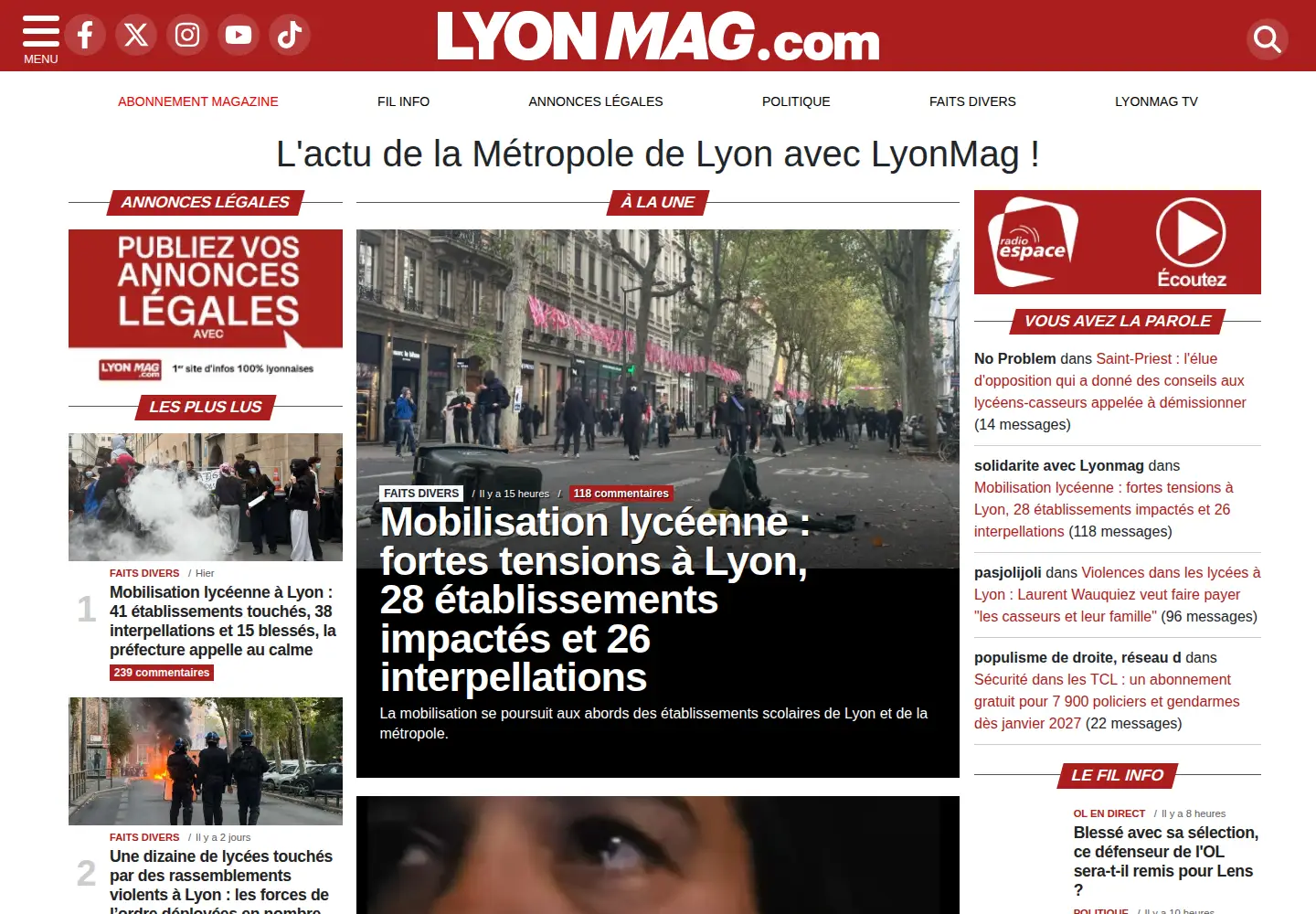 Captured homepage of lyonmag.com in the current scan