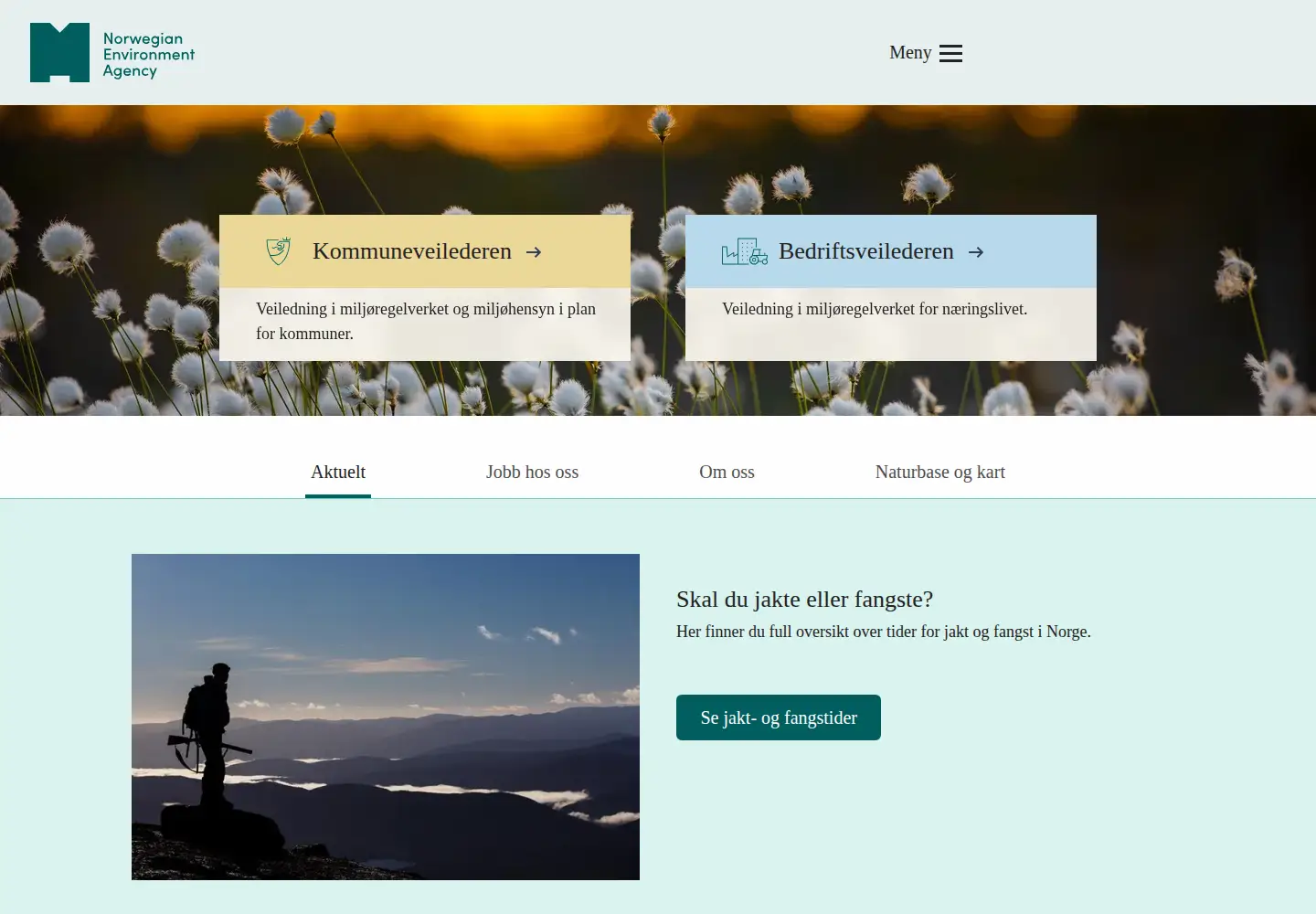 Screenshot of miljodirektoratet.no