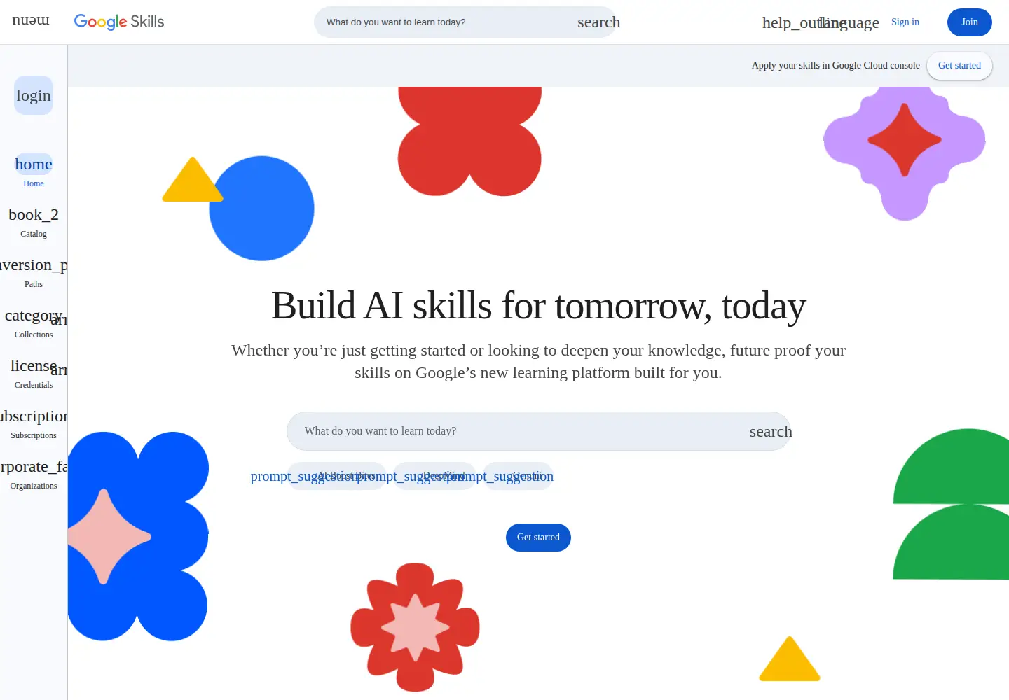 Screenshot of skills.google
