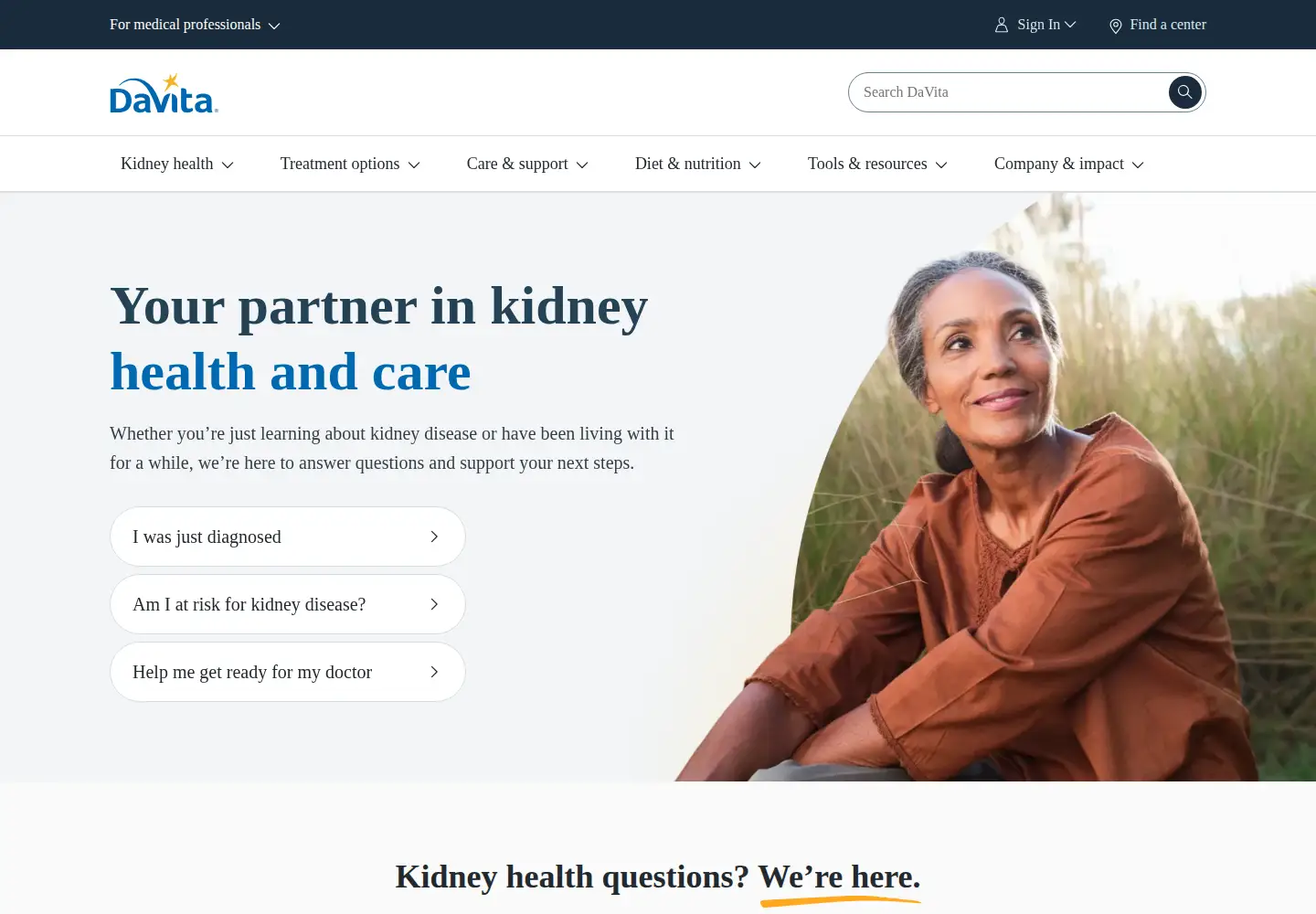 Screenshot of davita.com