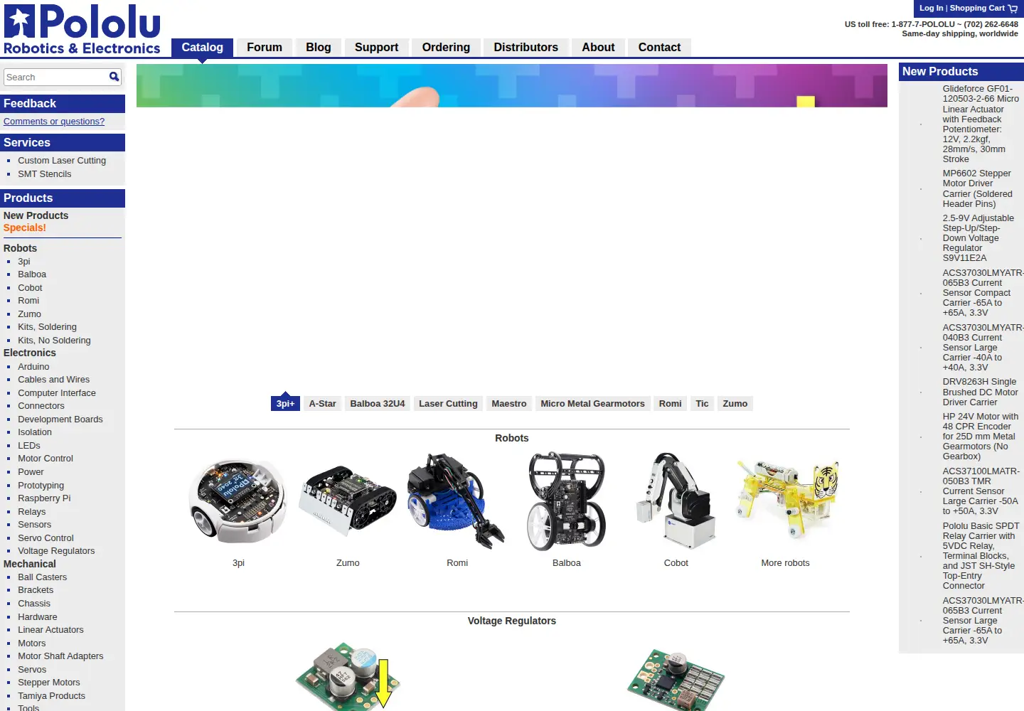 Screenshot of pololu.com