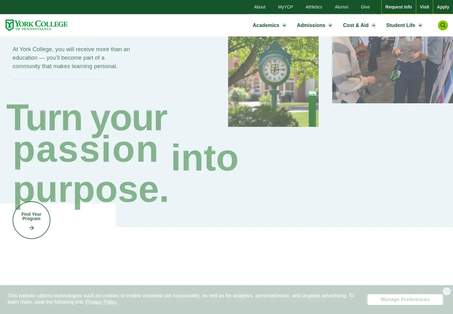 Screenshot of ycp.edu