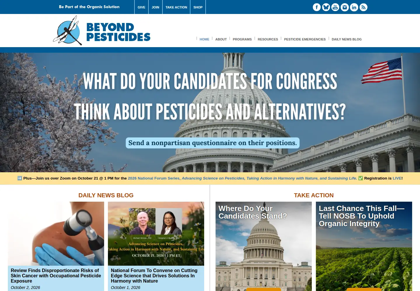 Screenshot of beyondpesticides.org