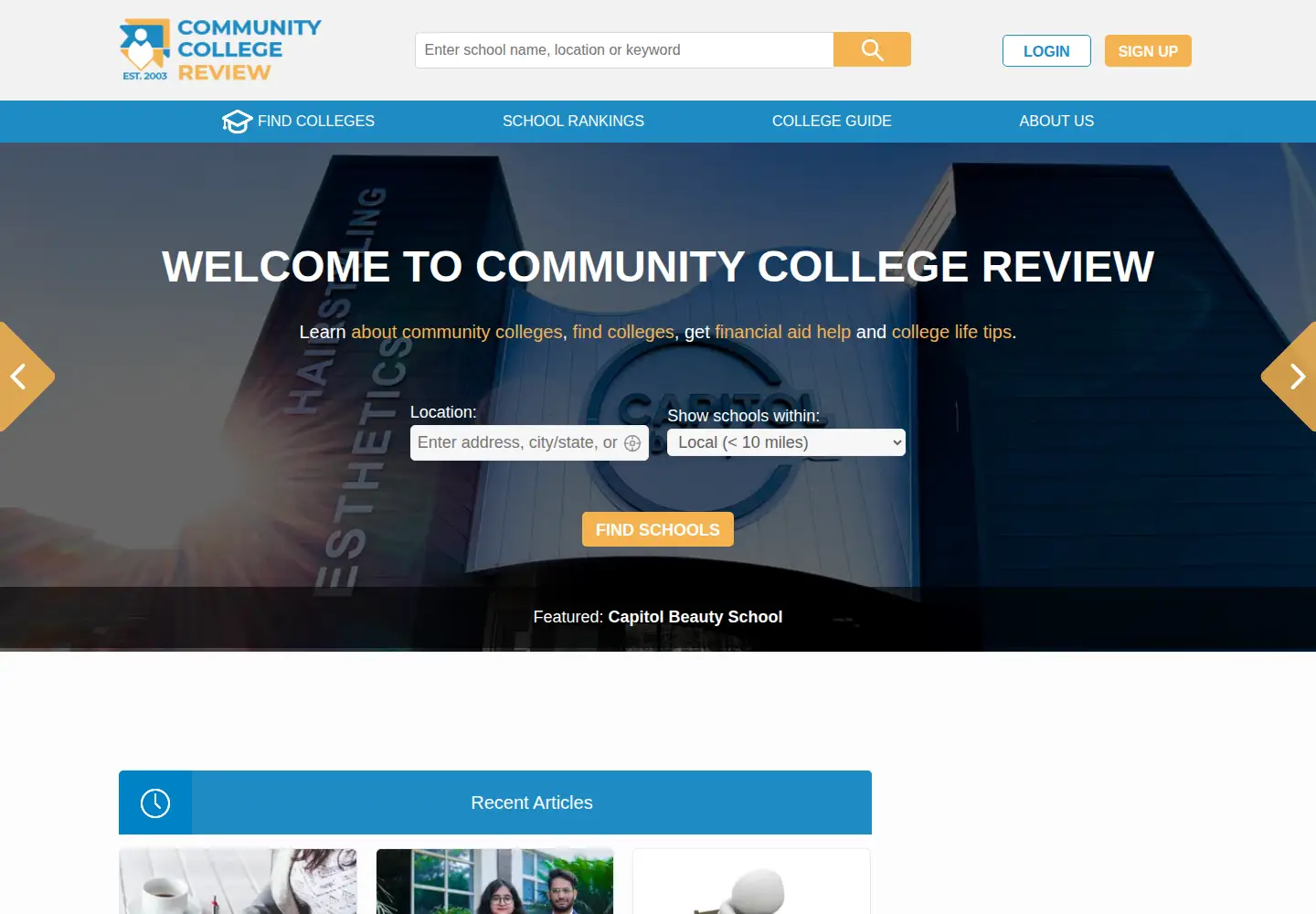 Screenshot of communitycollegereview.com