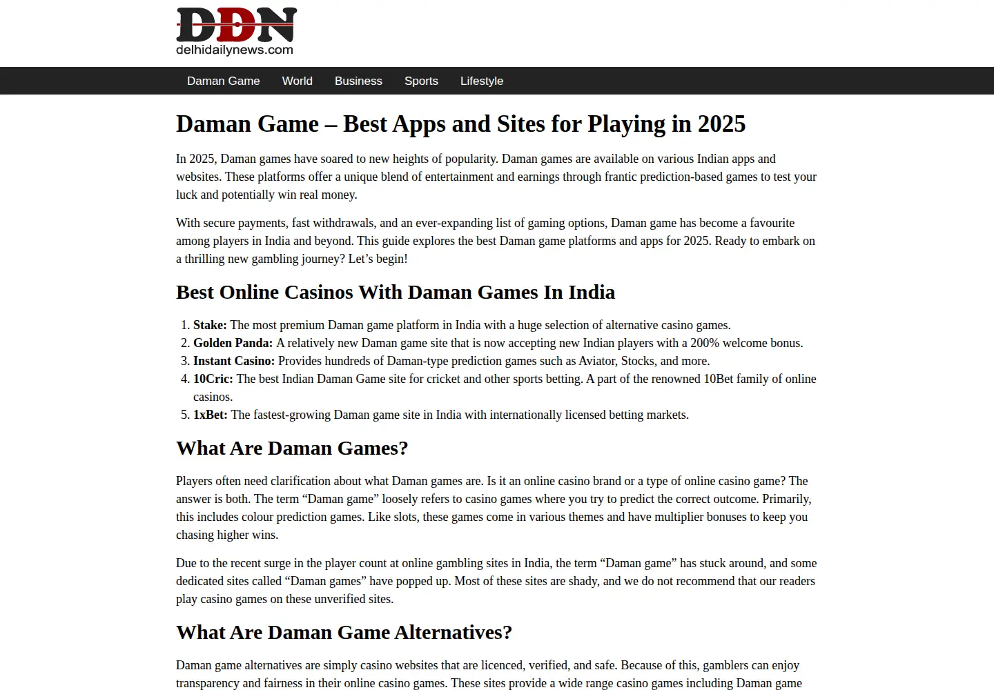 Screenshot of delhidailynews.com