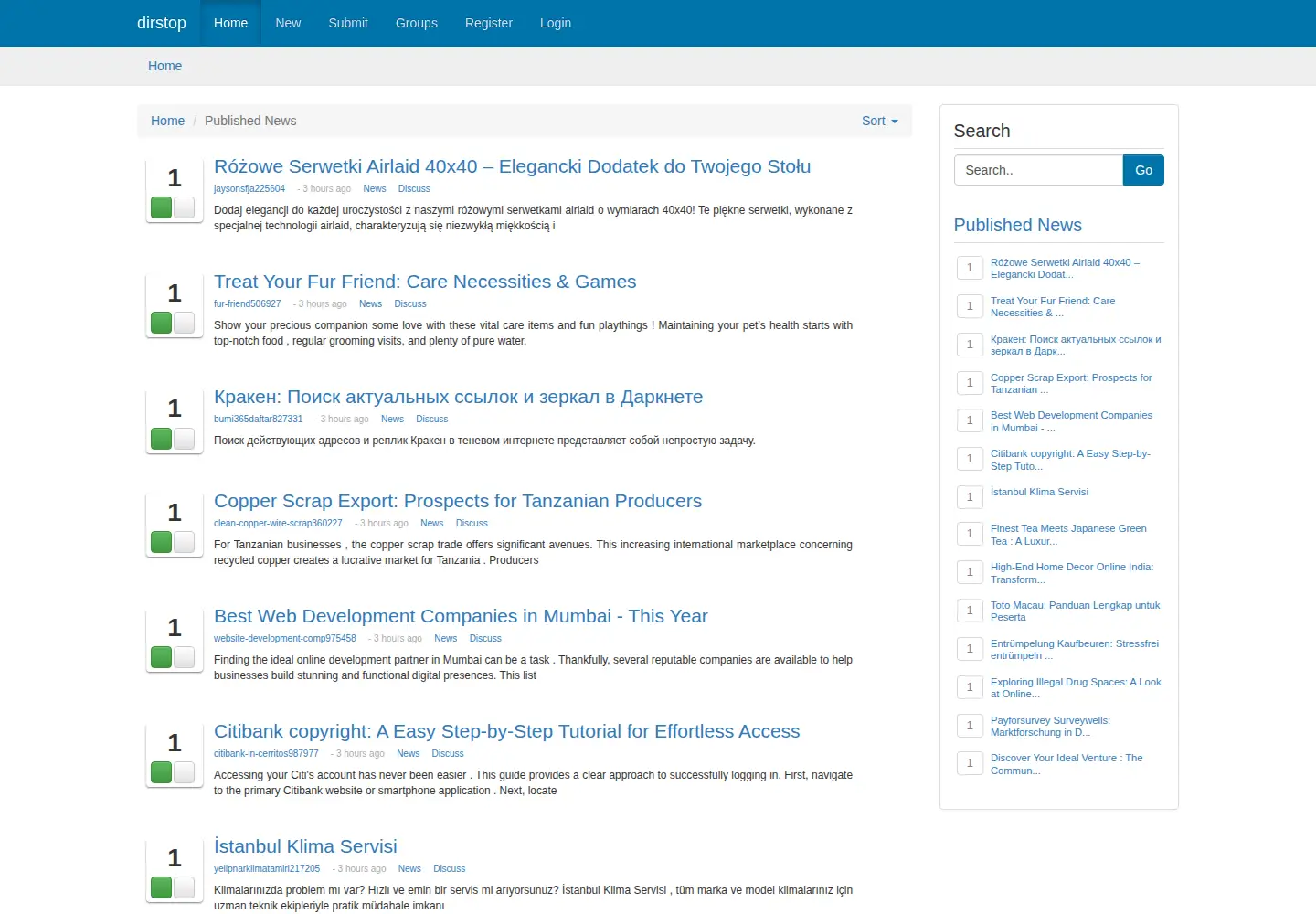 Screenshot of dirstop.com