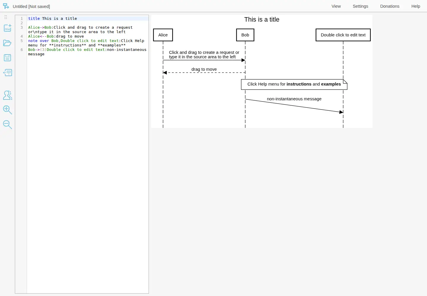 Screenshot of sequencediagram.org