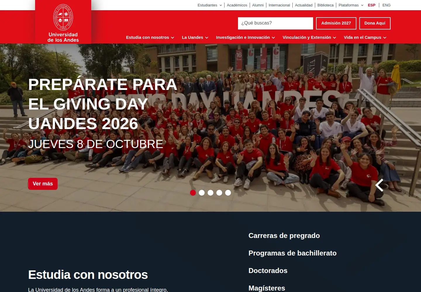 Screenshot of uandes.cl