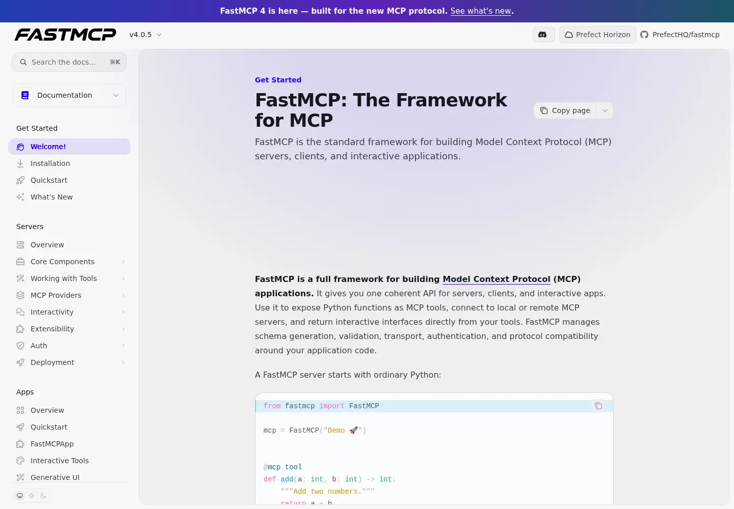Screenshot of gofastmcp.com