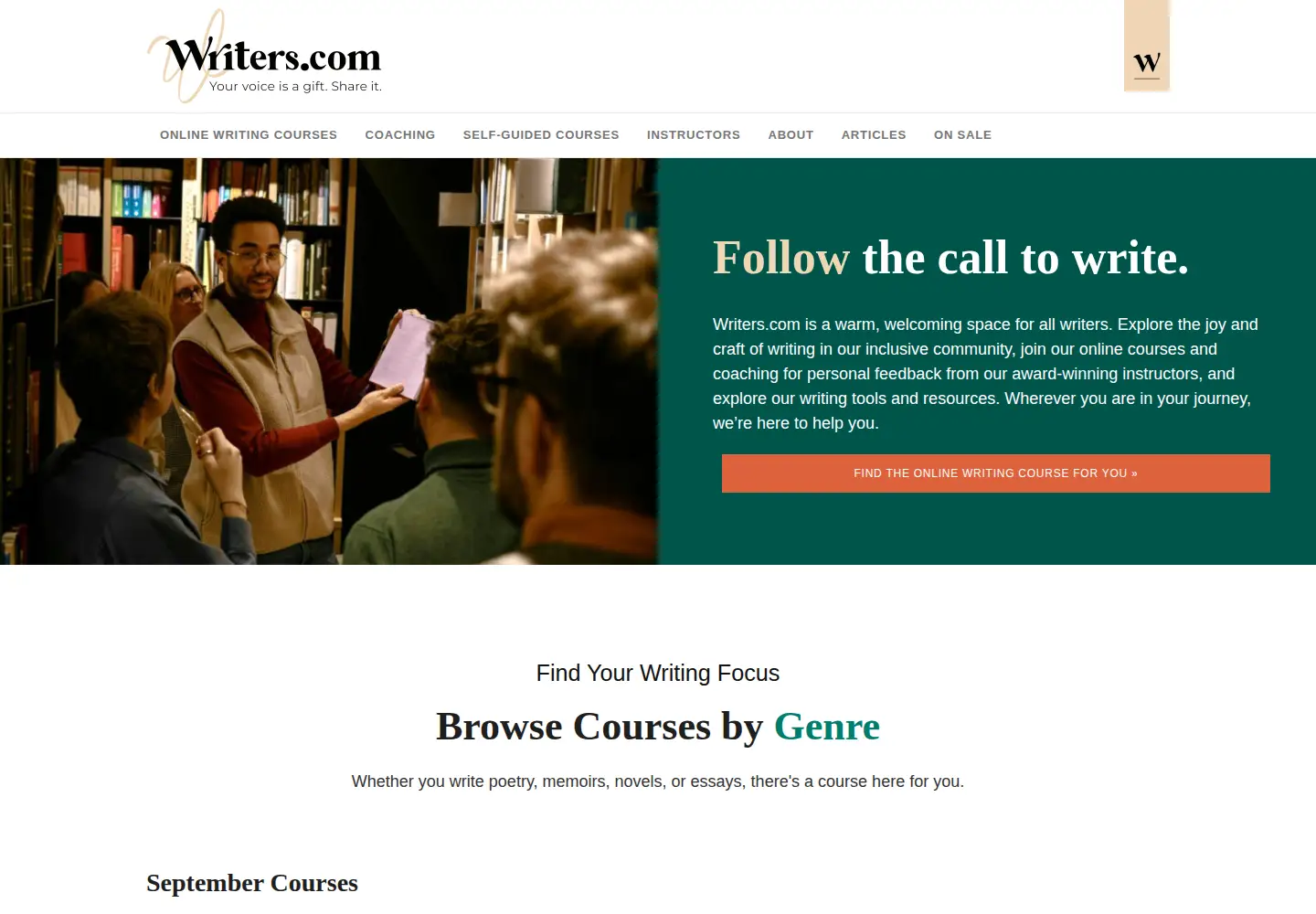 Screenshot of writers.com