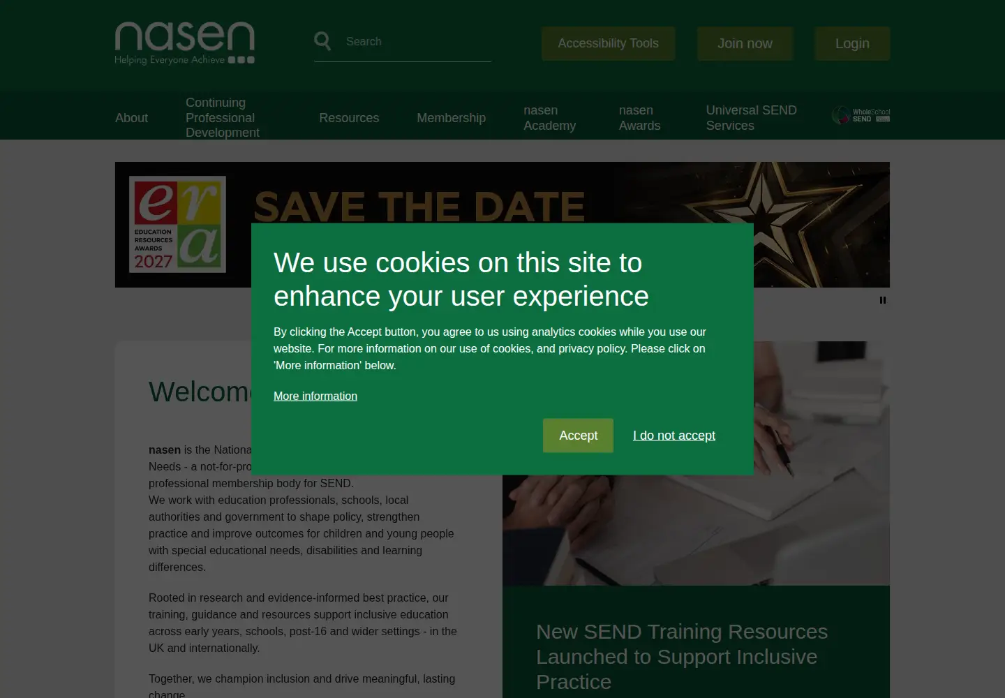 Screenshot of nasen.org.uk
