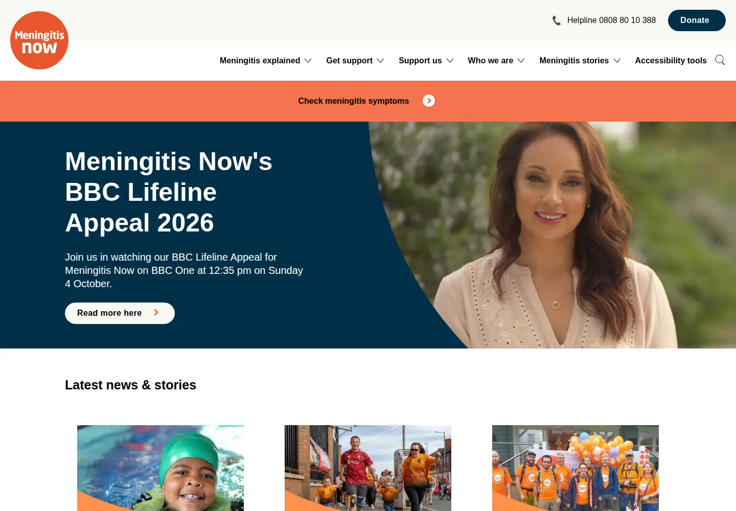 Screenshot of meningitisnow.org