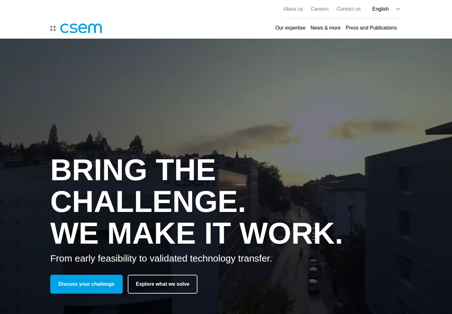 Captured homepage of csem.ch in the current scan